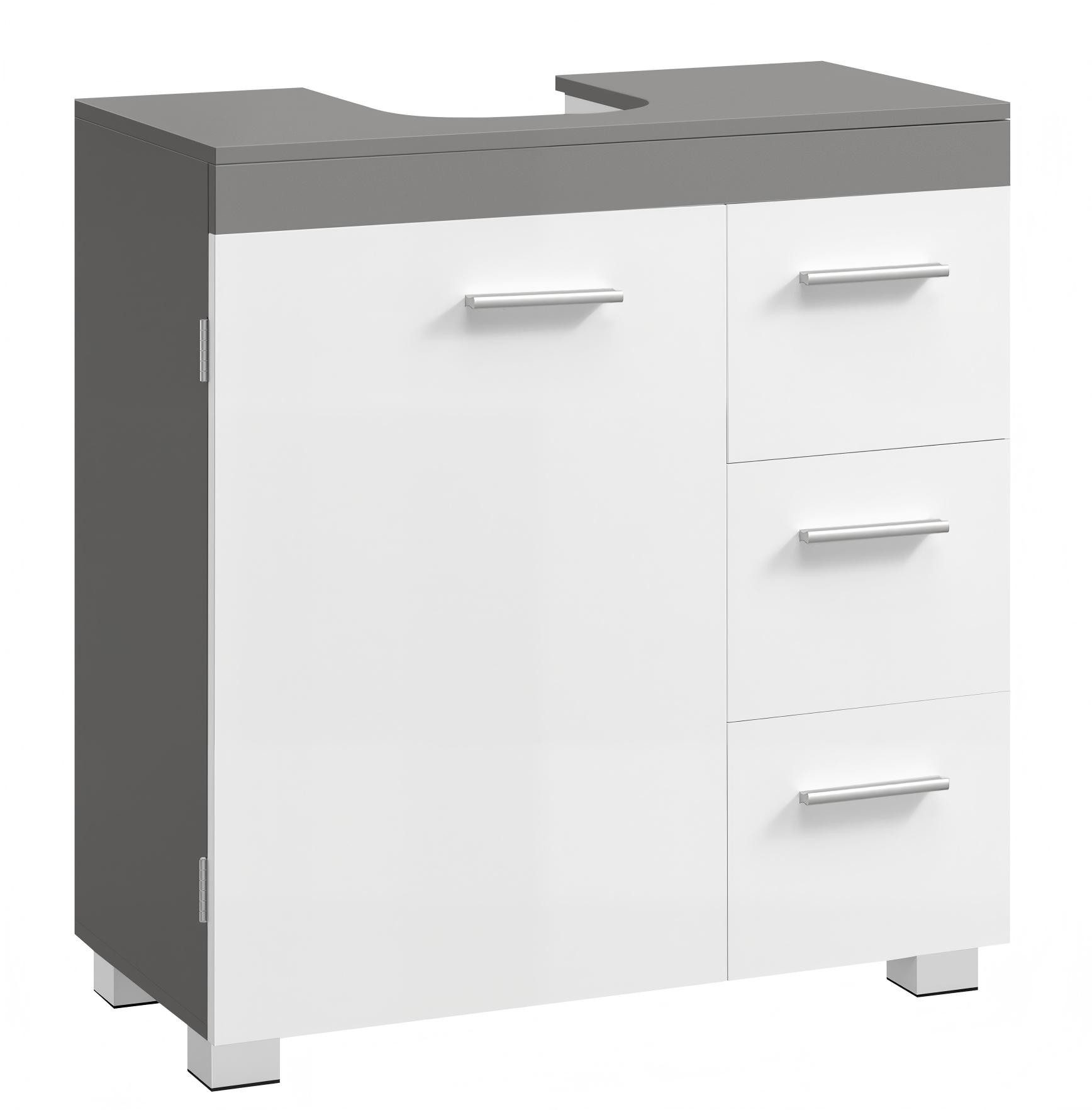 VASAGLE Waschbeckenunterschrank Badezimmerschrank Badschrank mit 3 großen Schubladen, 2 Fächer hinter der Tür, 30 x 60 x 64 cm