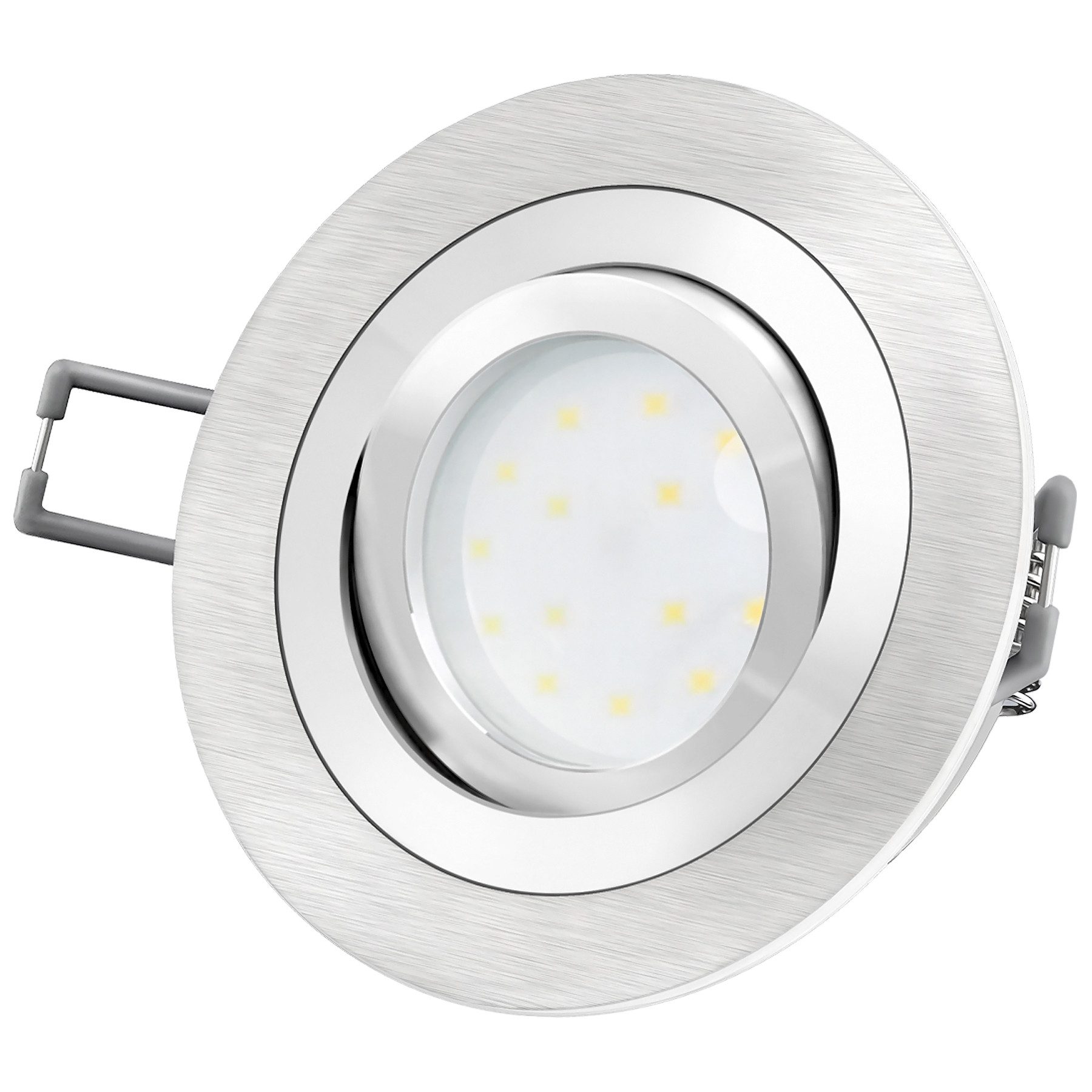 SSC-LUXon LED Einbaustrahler RF-2 Aluminium LED-Einbauleuchte flach rund mit fourSTEP Dim LED, Warmweiß