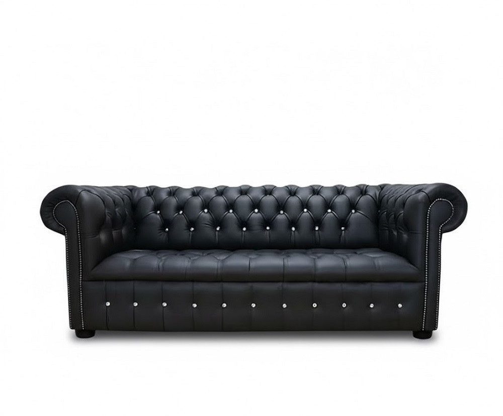 Xlmoebel 3-Sitzer Chesterfield Couch Garnitur 3 Sitzer 100% Leder Sofort, Made in Europa