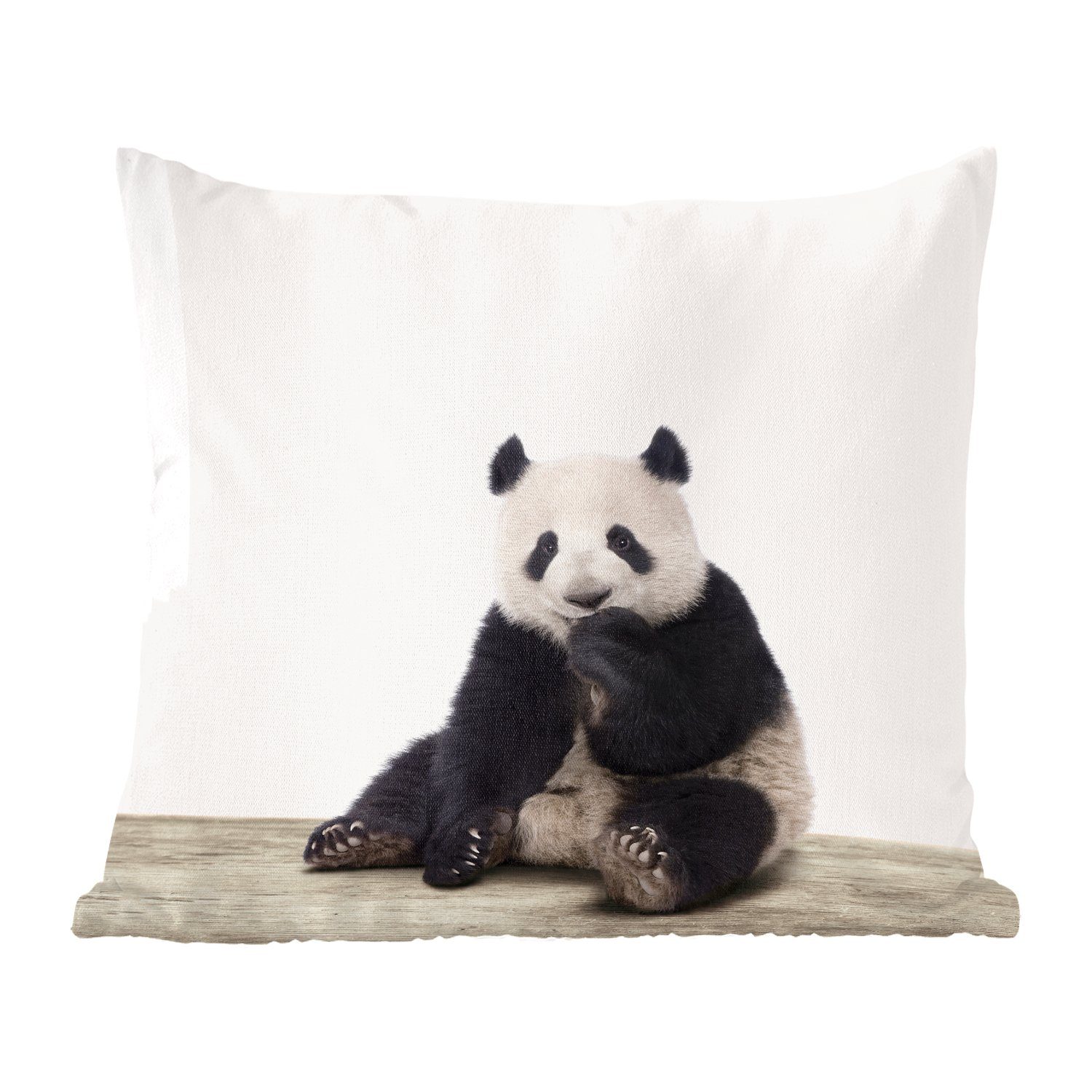 MuchoWow Dekokissen Tiere - Panda - Schwarz - Weiß, Zierkissen mit Füllung für Wohzimmer, Schlafzimmer, Deko, Sofakissen