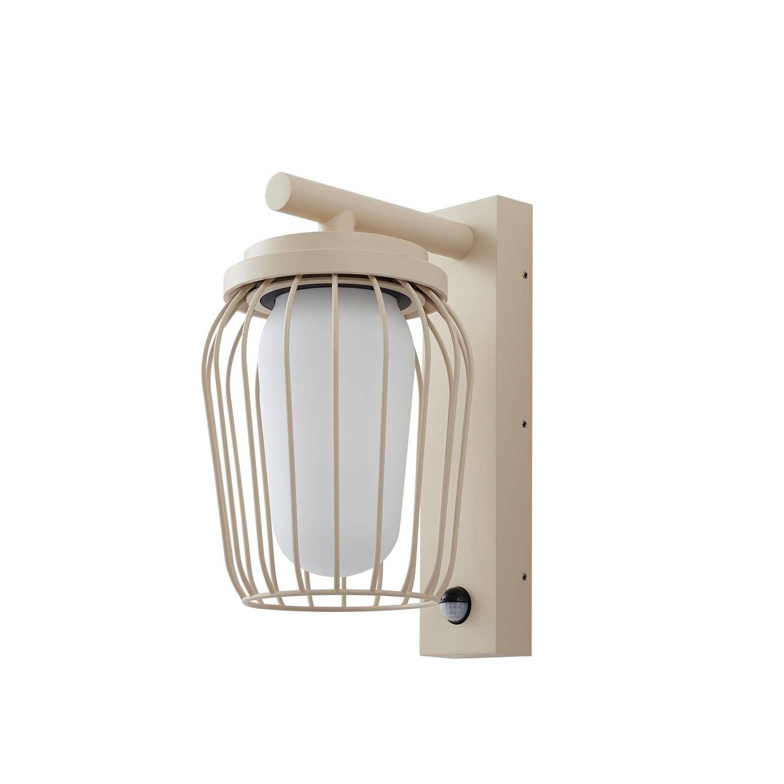 Lucande Außen-Wandleuchte Chandan, Metall, Creme IP44mit Bewegungsmelder, 1 x 15 W LED