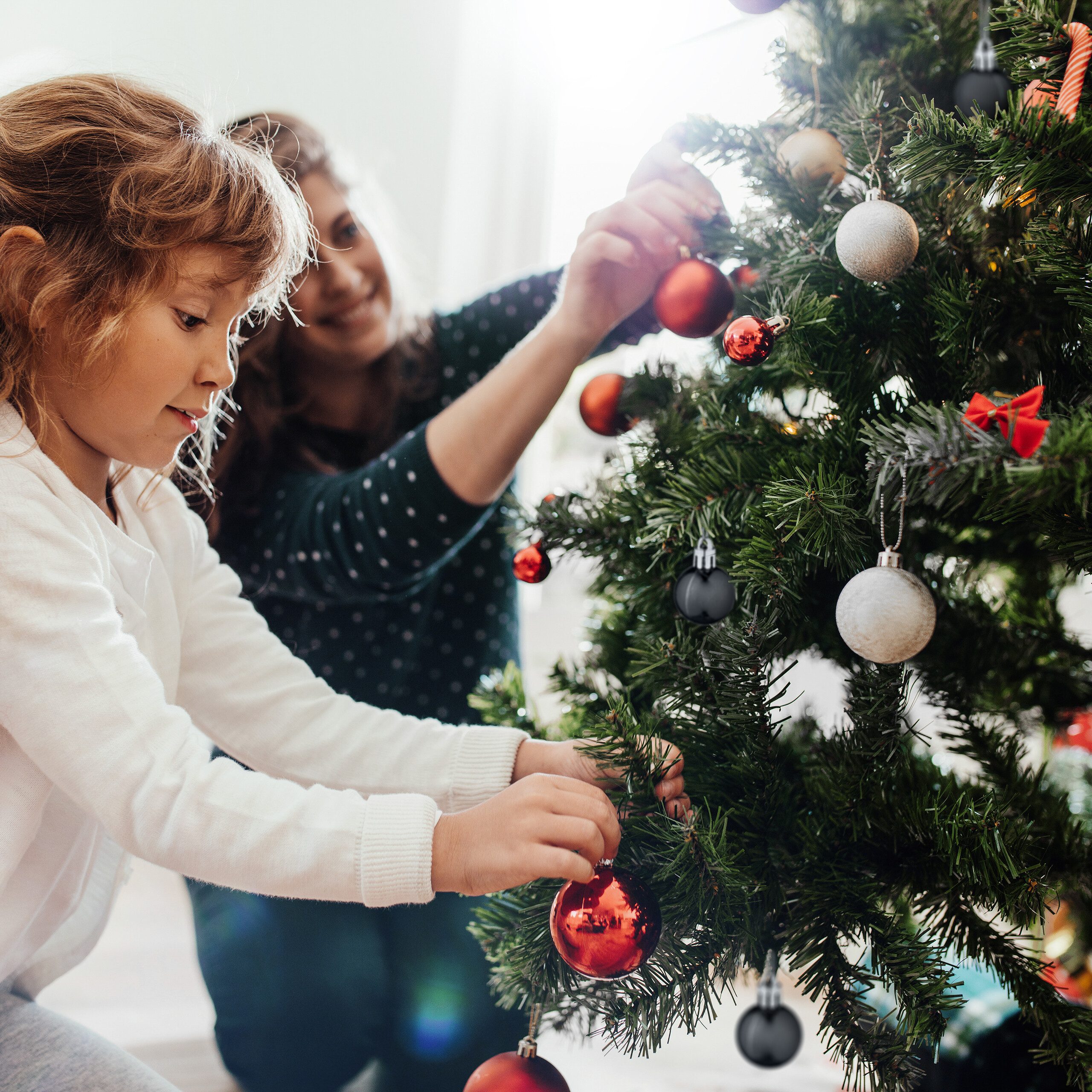 relaxdays Weihnachtsbaumkugel Weihnachtskugeln im 96er Set, schwarz