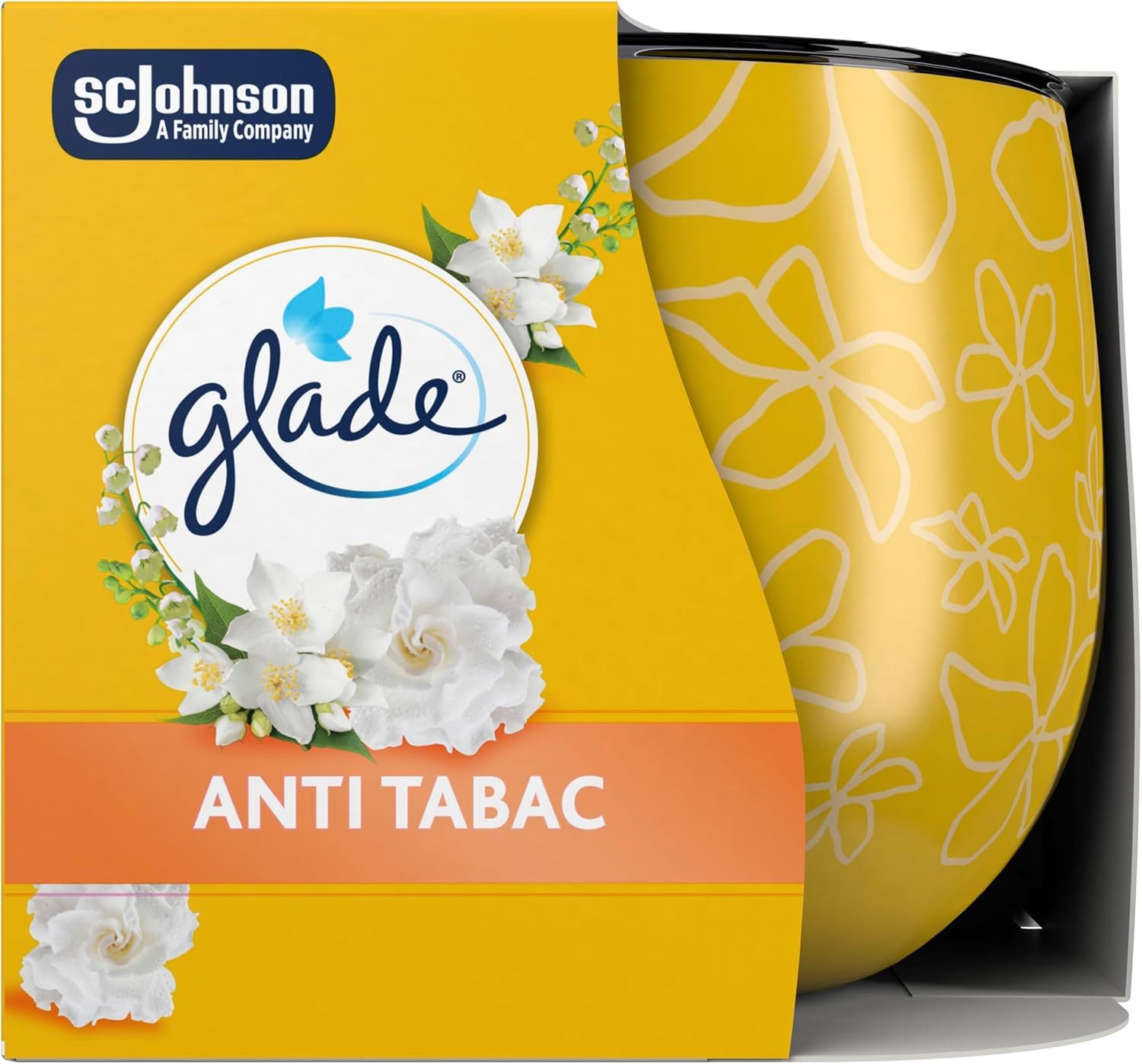 Glade Duftkerze Duftkerze mit Dekorfolie, Anti-Tabac, 108 g