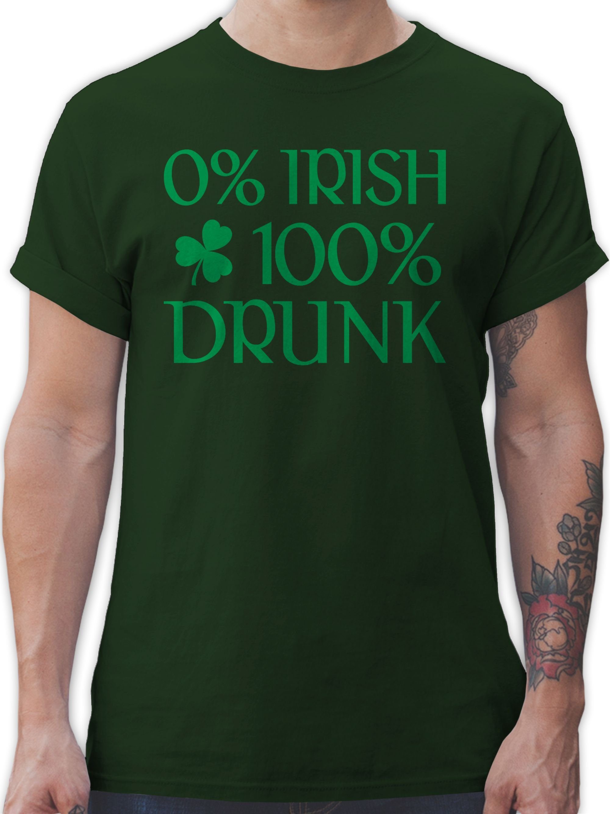Shirtracer T-Shirt 0% Irish 100% Drunk St Patricks Day St. Patricks Day 2 Dunkelgrün