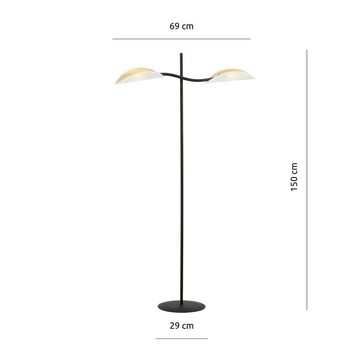 Licht-Erlebnisse Stehlampe BECKA, ohne Leuchtmittel, Metall Stoff E14 150 cm in Schwarz Weiß Gold 2-flammig Modern