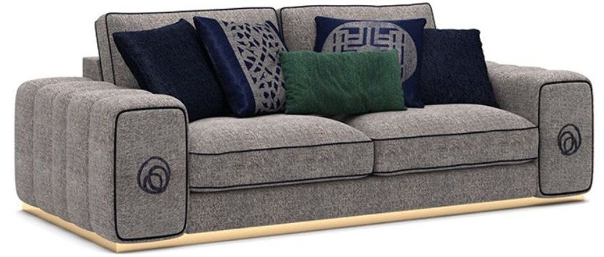 cm Casa Gold 100 220 x Luxus Sofa Möbel Wohnzimmer / Edle - H. Wohnzimmer 65 Padrino Schwarz Luxus Grau / Sofa x - Möbel