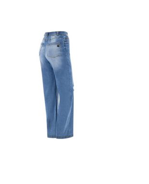 Freddy 5-Pocket-Jeans Freddy Damen Fit Jeans - High Waist Wide Leg - Distressed - Blau 5-Pocket-Style