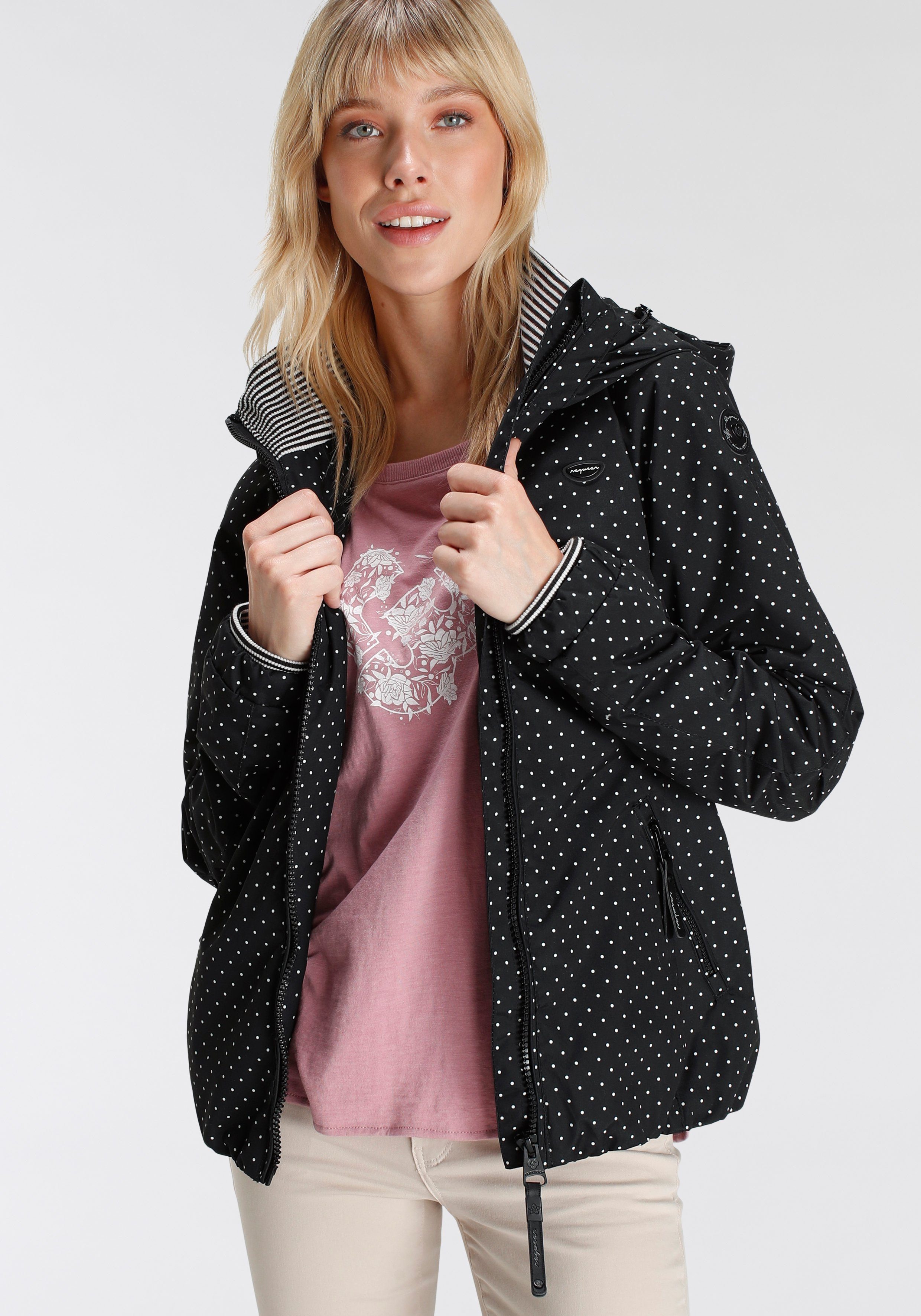 trendige Übergangsjacke Ragwear DIZZIE Kapuze Outdoorjacke DOTS mit O