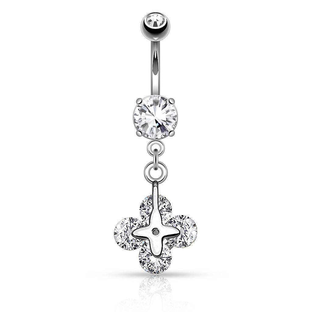 Taffstyle Bauchnabelpiercing Piercing Chirurgenstahl Kristall Kleeblatt, günstig online kaufen