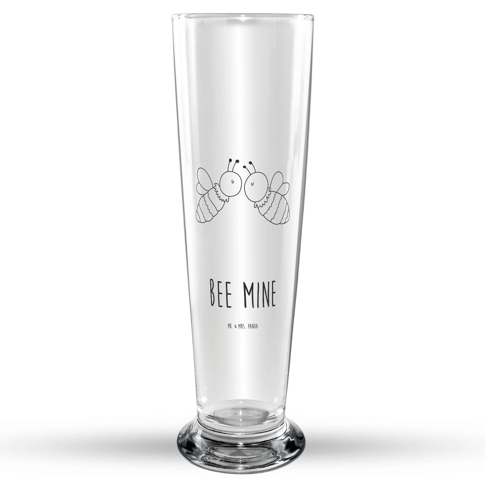 Mr. & Mrs. Panda Bierglas Biene Liebe - Transparent - Geschenk, Vatertag, Bierglas, Bier Krug, Premium Glas, Hochwertige Gravur