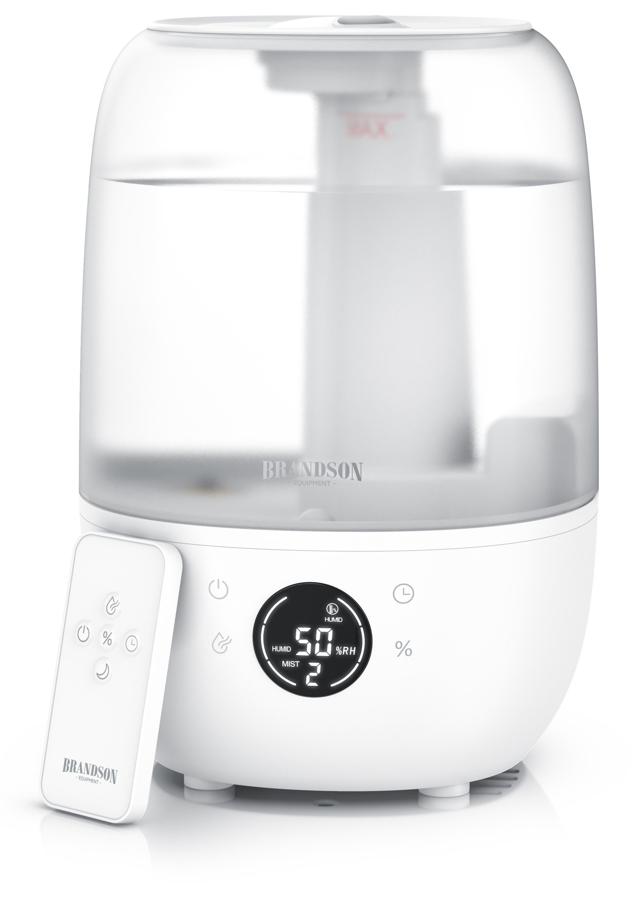 Brandson Luftbefeuchter Digitales Display, 2 L Wassertank, Fernbedienung, fürs Schlafzimmer, 2 l Wassertank, Fernbedienung, 3 Nebelstufen, Timer 1–8 h, leise 35 dBA, Sleep Modus