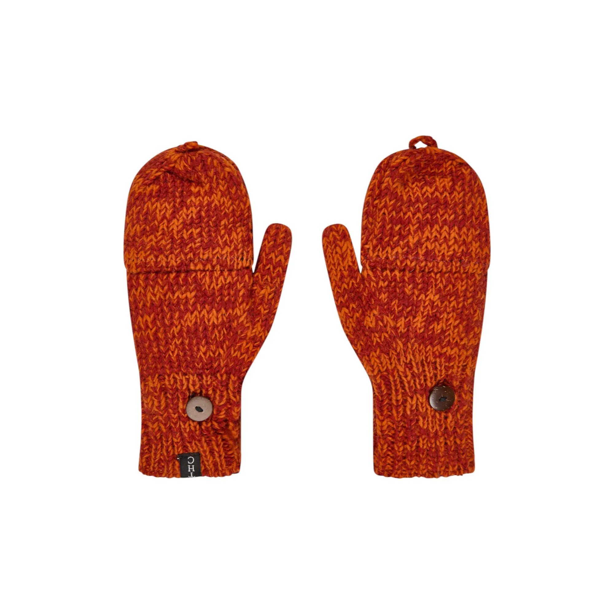 THC Natural Line Strickhandschuhe THC Klapphandschuhe 719 orange (1-St., 1 Paar) abklappbare Fingerspitzen