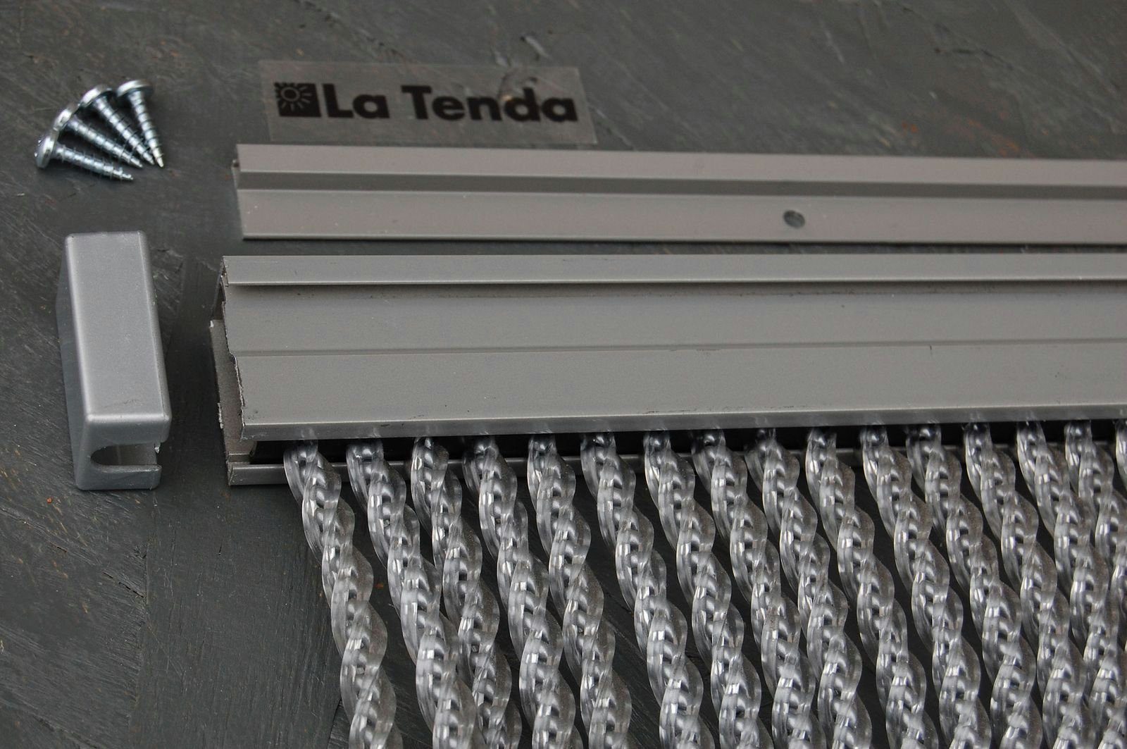 La Tenda Insektenschutz-Vorhang La Tenda 1 210 PVC - x cm, Länge 90 CORTONA individuell Streifenvorhang und grau, kürzbar Breite