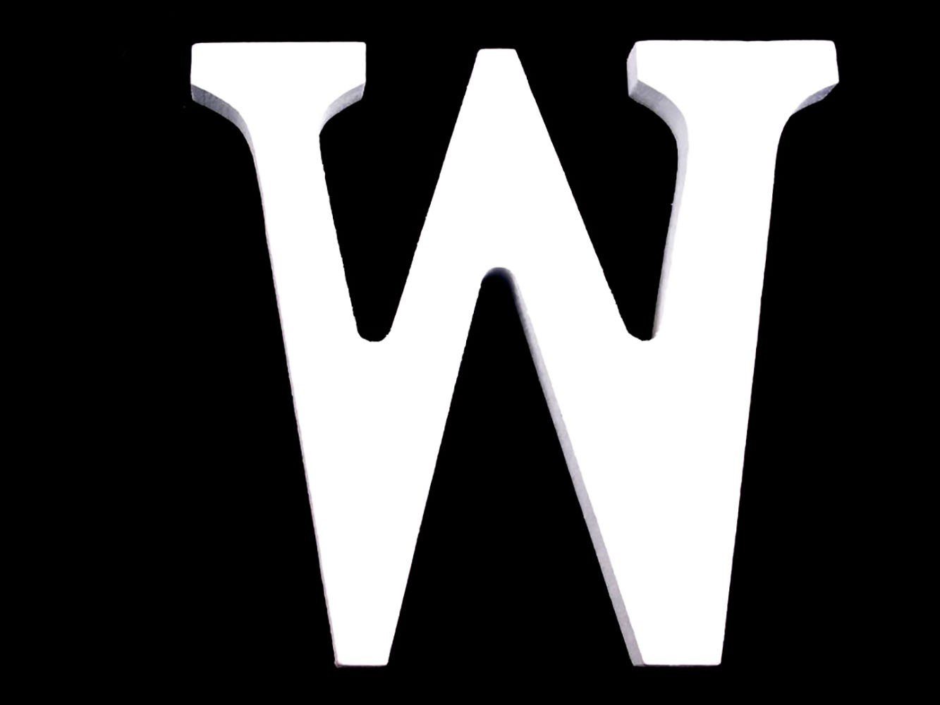 maDDma Deko-Buchstaben 3D Holzbuchstabe 8 cm, weiß, Einzelbuchstabe "W"