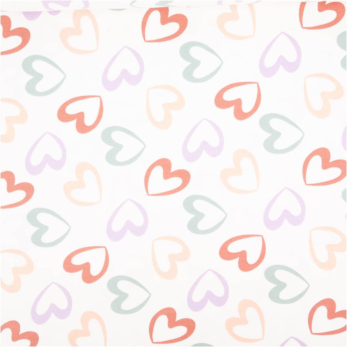 SCHÖNER LEBEN. Stoff Terry Krepp Jersey Stoff Baumwolle Herzen wollweiß 145cm elastisch, allergikergeeignet