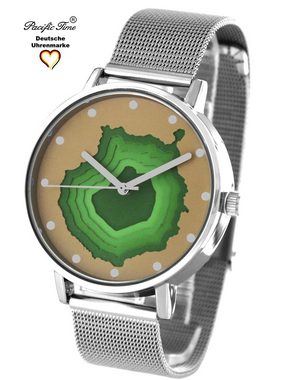 Pacific Time Quarzuhr Damen Armbanduhr Gran Canaria Relief, Gratis Versand