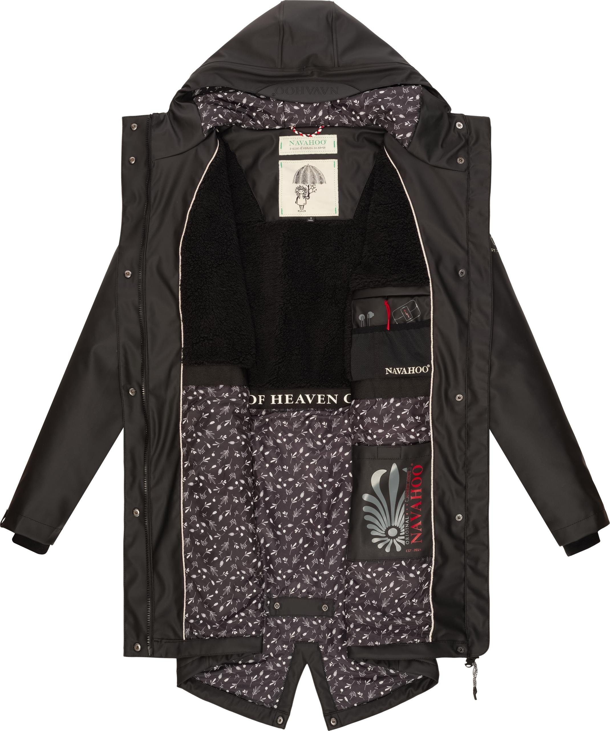 Ocean Regenmantel Outdoor Regenjacke modischer Navahoo schwarz Flower of Damen