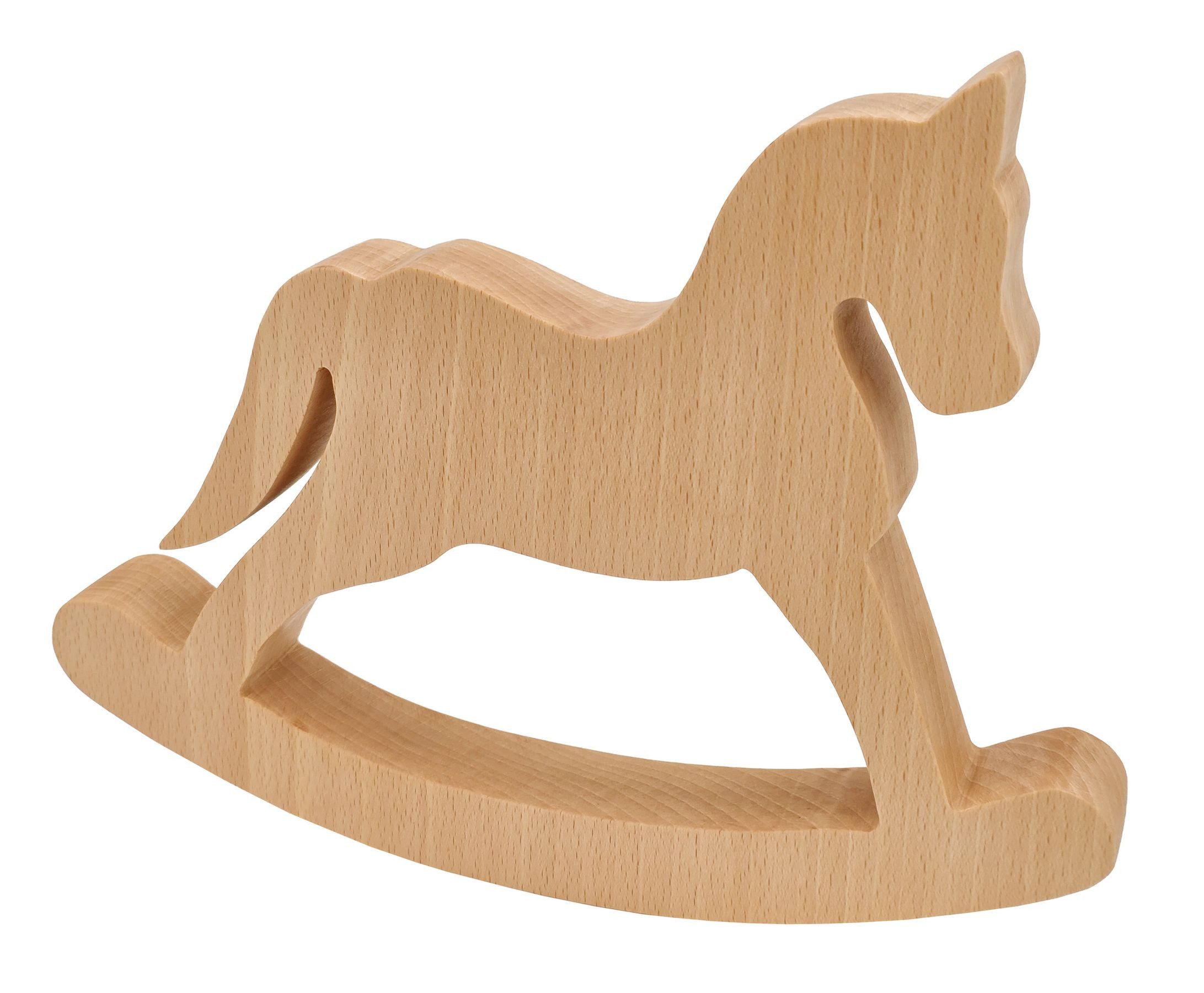 ERST-HOLZ Dekoobjekt Schaukel-Pferd Stern Baum oder 3er-Set Tischdeko Buche Geölt