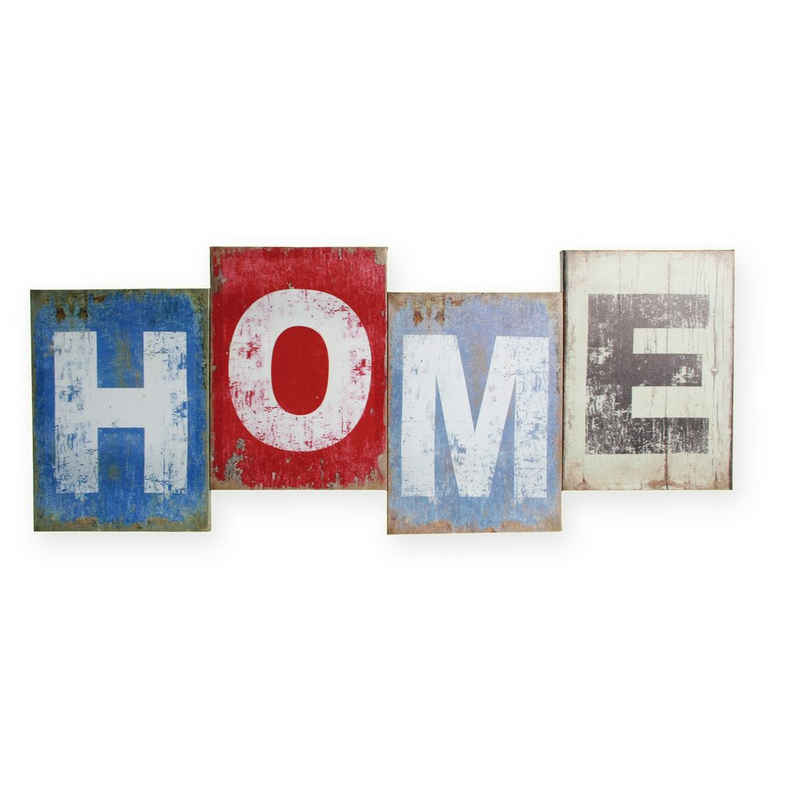 Haus und Deko Leinwandbild Bild Schrift Home Leinwand Shabby Retro ca. 26x60 cm Leinen auf Holzra, Home (1 St)