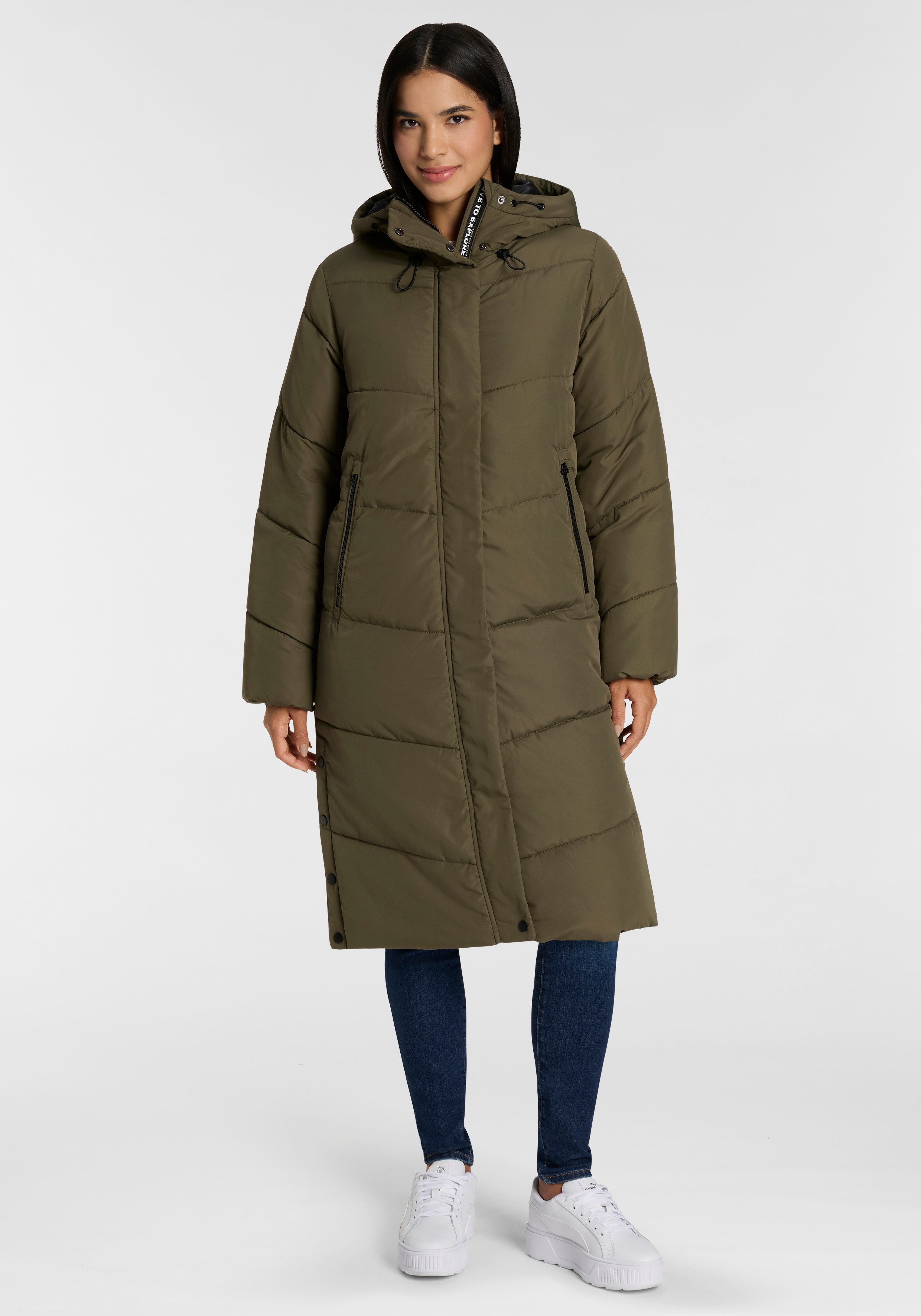 ONLY Steppmantel ONLMEGAN LIFE LONG PUFFER COAT CS OTW verdeckter Zipper, Reißverschlusstaschen, winddicht
