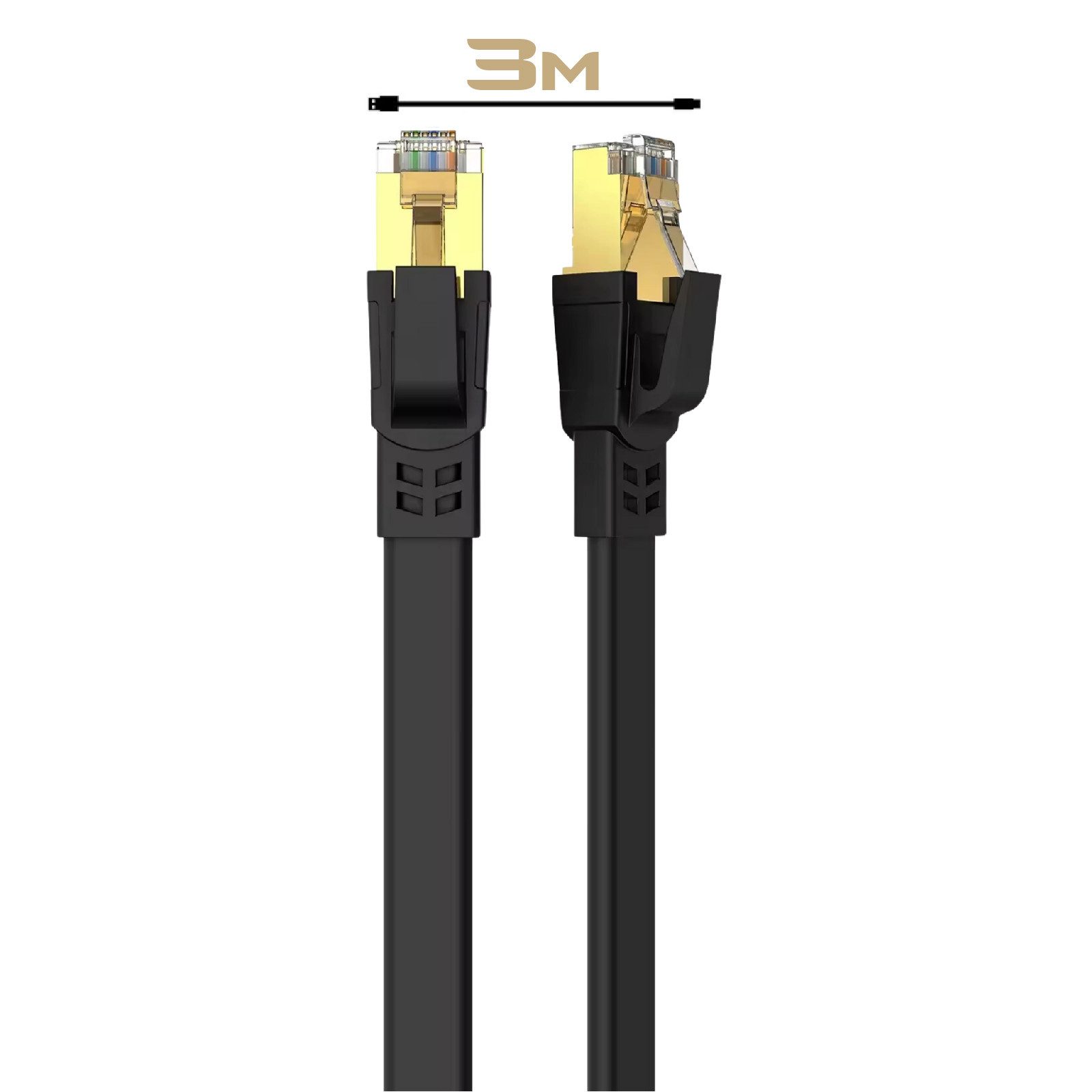 MobileKing Lan Kabel Cat 7 Internet Netzwerk Flachkabel Ethernet RJ45 Highspeed LAN-Kabel, RJ45, RJ45 (300,00 cm), S/FTP geschirmt, 10 Gbit/s, 600 MHz
