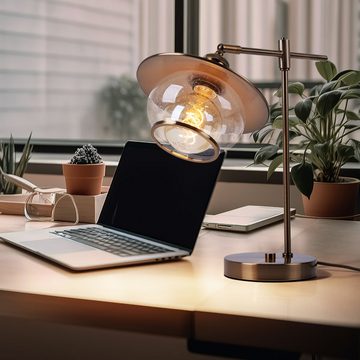Globo Schreibtischlampe, Leuchtmittel inklusive, Warmweiß, Farbwechsel, Tischlampe Nachttischleuchte Metall bronzefarben Glas L 37 cm