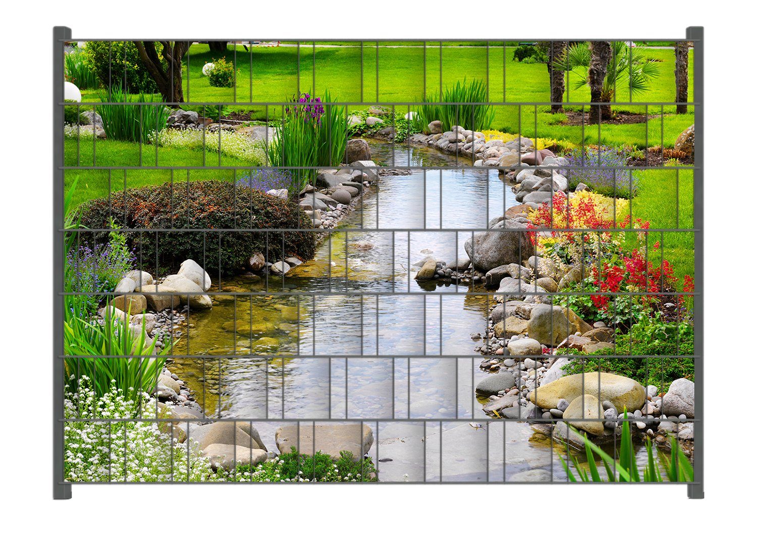 Wallario Sichtschutzstreifen Blumen am Teich, für günstig online kaufen