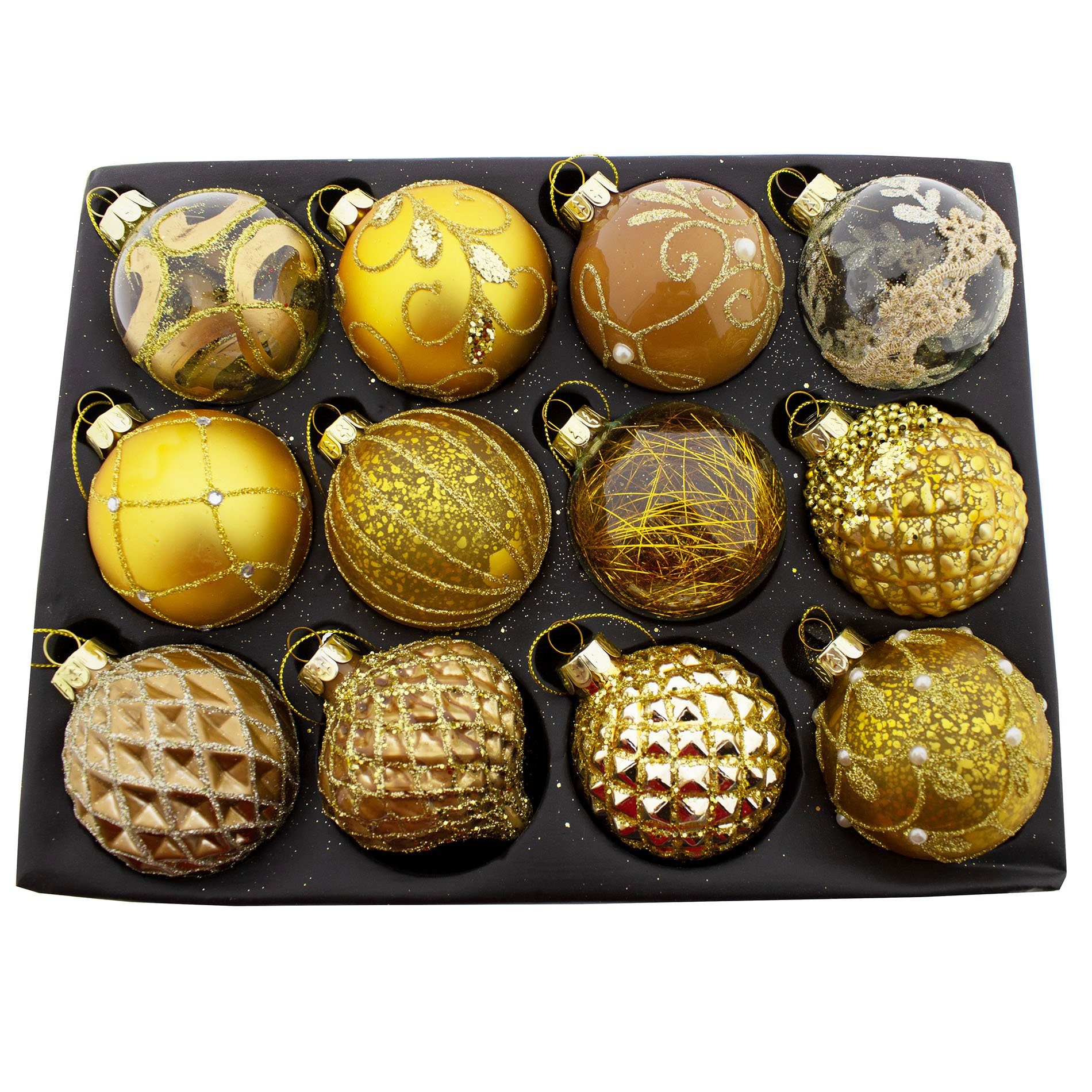 Annastore Christbaumschmuck 12 x Weihnachtskugeln aus Glas hochwertig Ø 8 cm Christbaumkugeln, Baumkugeln Glas Vintage, Weihnachtsbaumkugeln