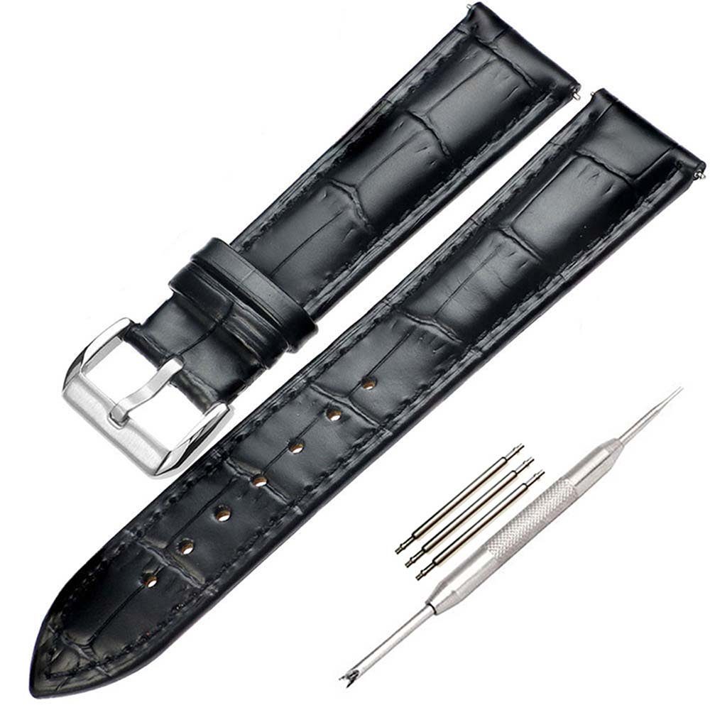 Uhrenarmband Clasp, Schwarz 24mm,Stainless Straps - Leather, for IWC, Pin Strap,Genuine Steel Tissot, Replacement 16 Watch Watch Rolex Sunicol Longines,