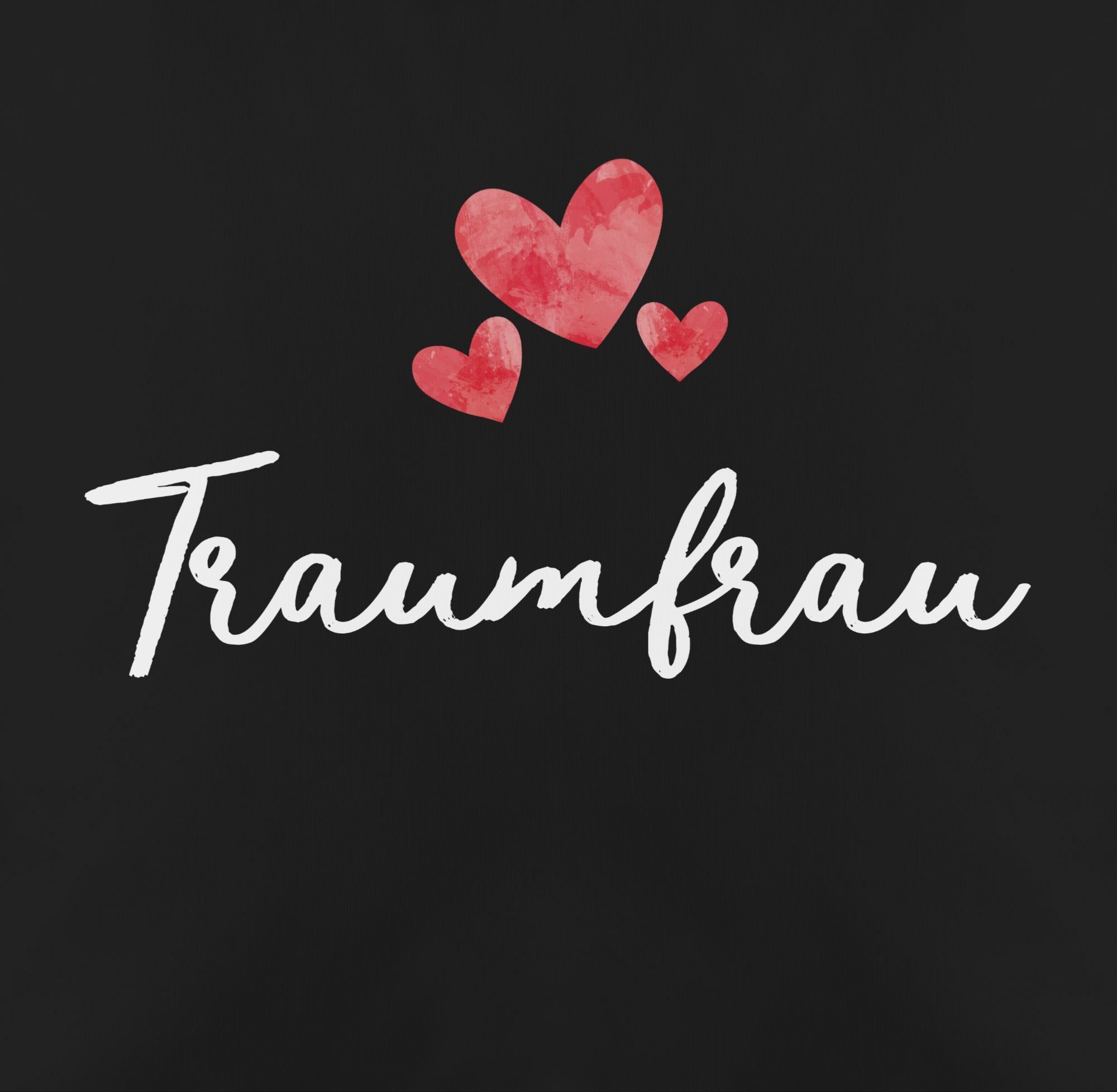 Traumfrau - Wunschfrau Idealfrau Dekokissen Liebling Herzdame Dekokissen Valentinstag Geschenk Val, Schwarz Geschenk 1 Shirtracer Schatz