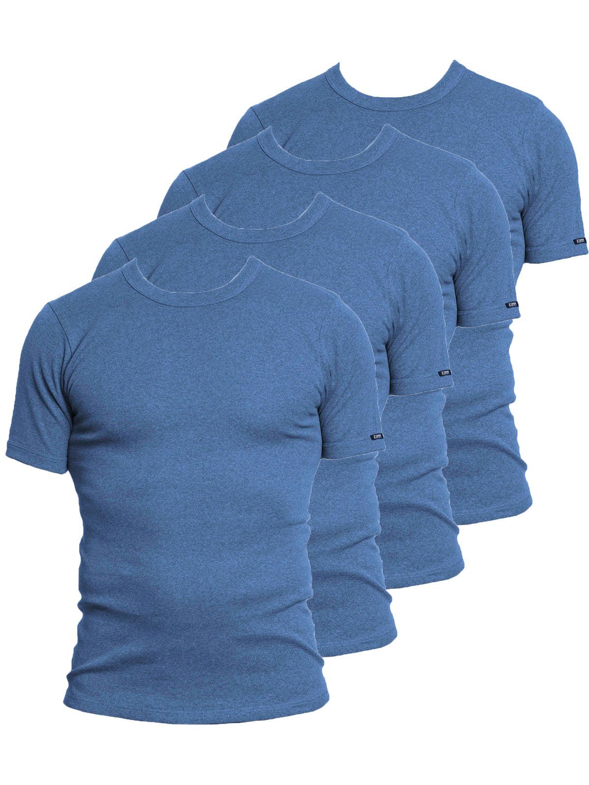 KUMPF Unterziehshirt 4er Sparpack Herren T-Shirt Bio Cotton (Spar-Set, 4-St) hohe Markenqualität poseidon