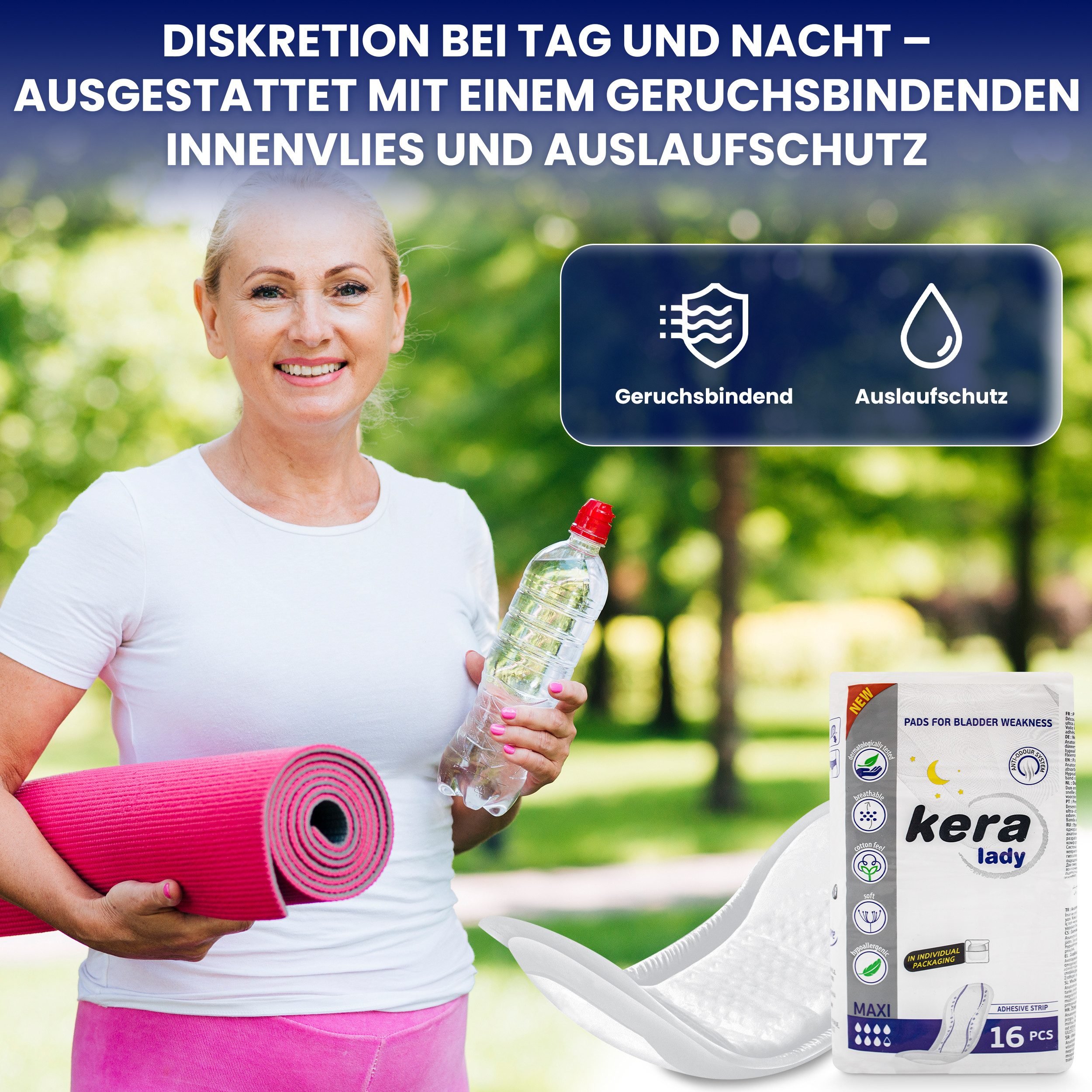Kera Inkontinenzslip Urin-Einlage für Damen extra stark, Hygieneeinlagen (48-St) bei mittlerer bis starker Blasenschwäche diskrete und atmungsaktive