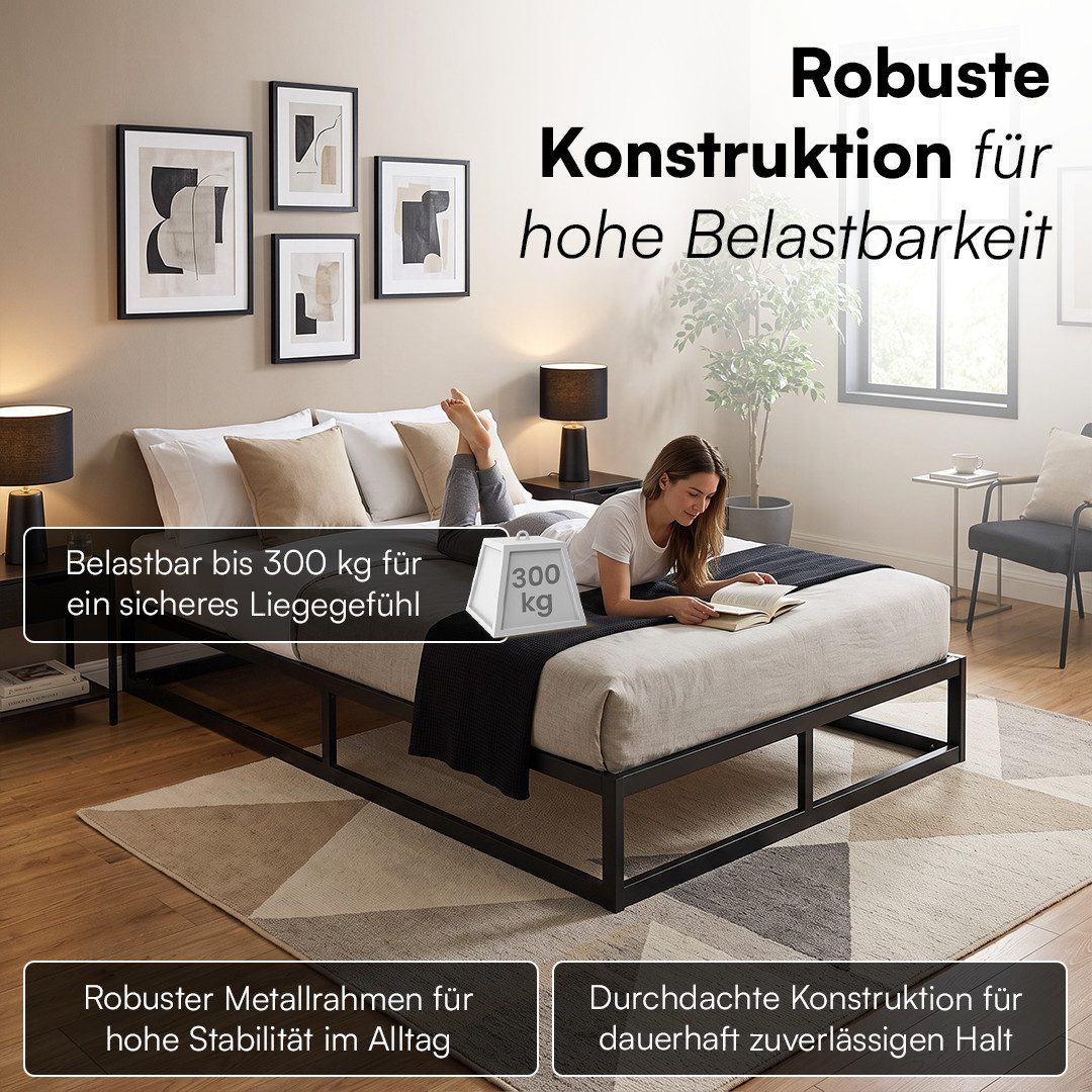 skølm Bettgestell Bragi inkl. Lattenrost (25 cm hoch), Metallbett 120x200 cm, auch verfügbar in 140/160/180x200 – Bild 3 von 5