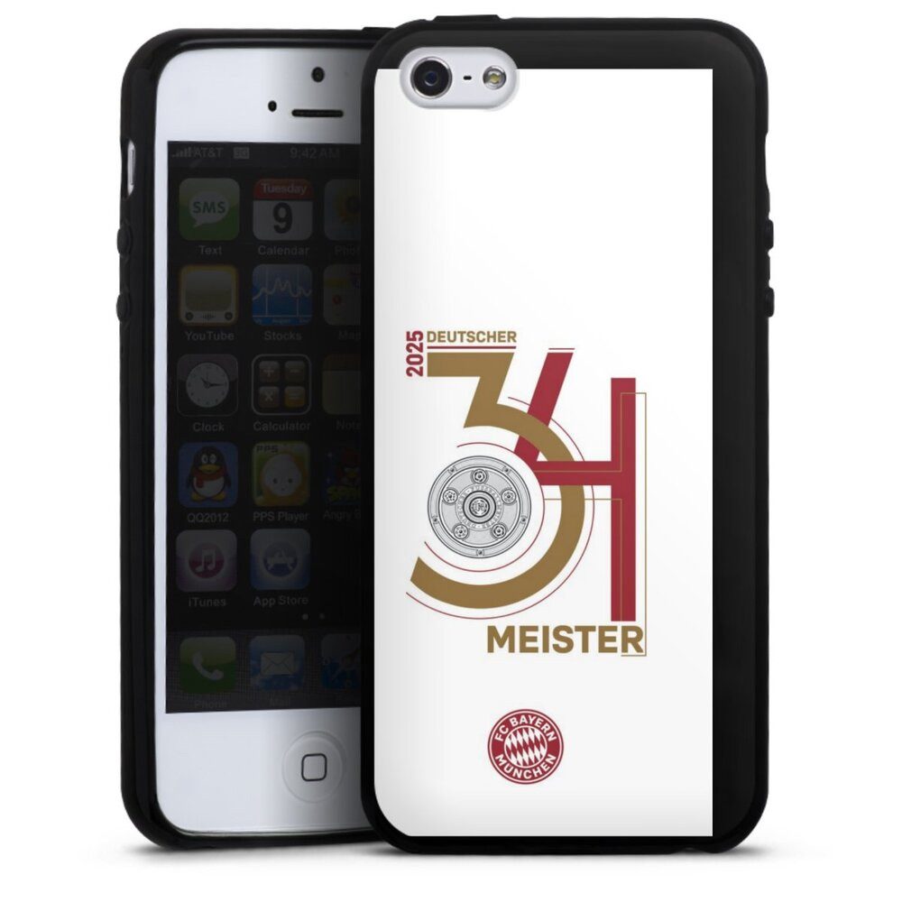 DeinDesign Handyhülle FC Bayern München Meister Offizielles Lizenzprodukt, Apple iPhone 5 Silikon Hülle Bumper Case Handy Schutzhülle
