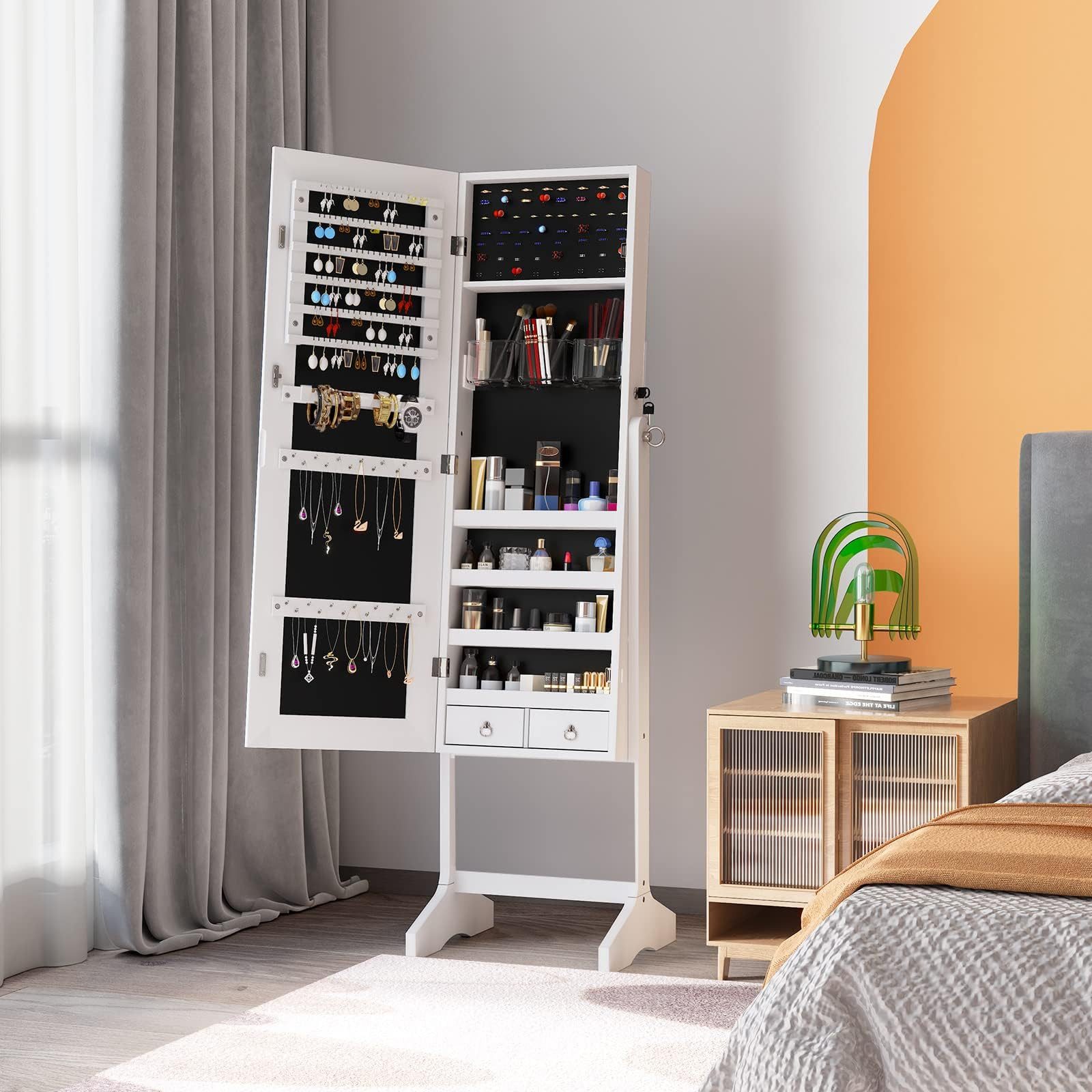 Dripex Schmuckschrank Schmuck Spiegelschrank abschließbar 2 in 1 Make-Up un günstig online kaufen