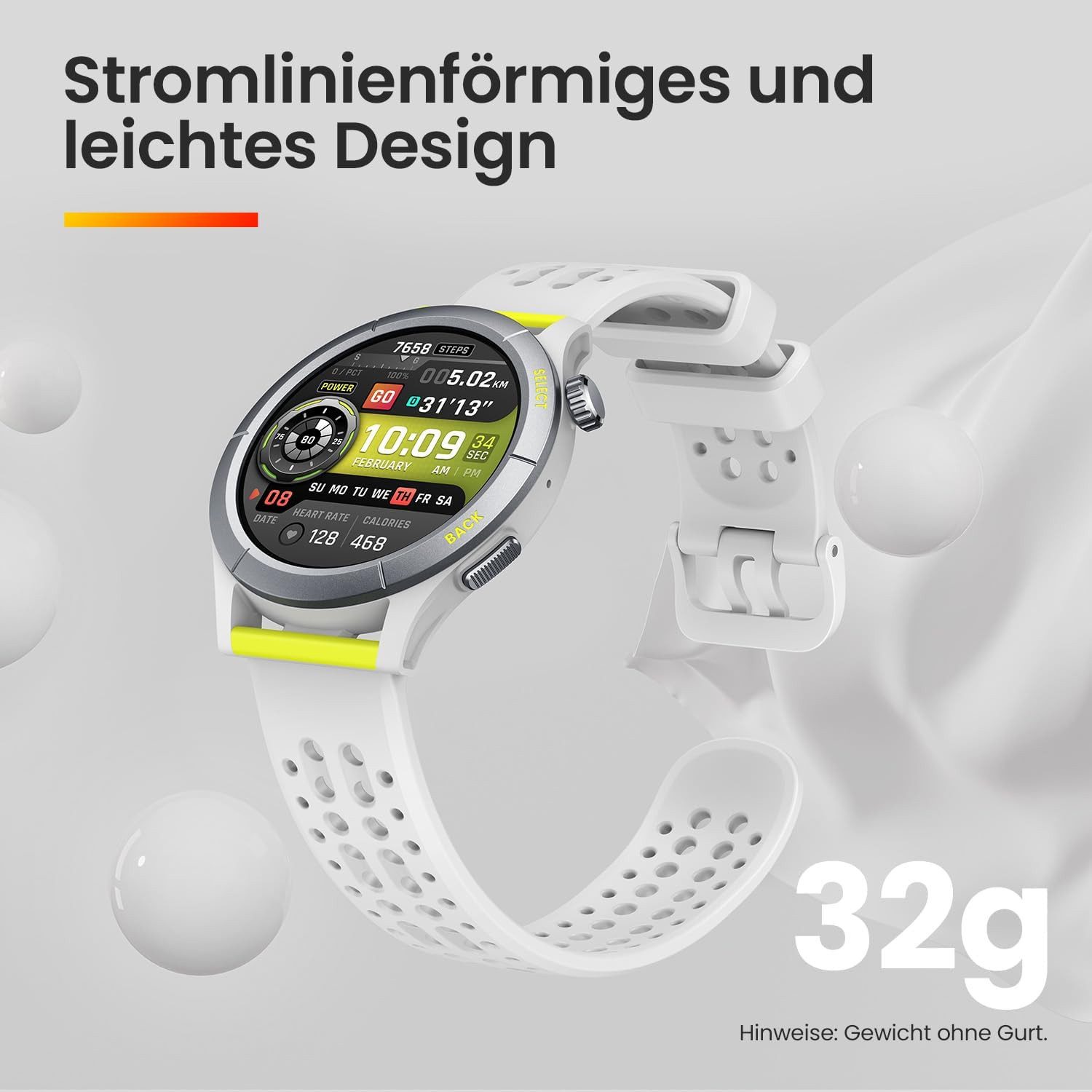 Amazfit Damen"s Herren"s Lauf-Tracker mit GPS & Herzfrequenzmessung Smartwatch (3,5 cm, Android/iOS), Kinderfreundlicher Fitness-Monitor mit Trainingsplänen & Alexa