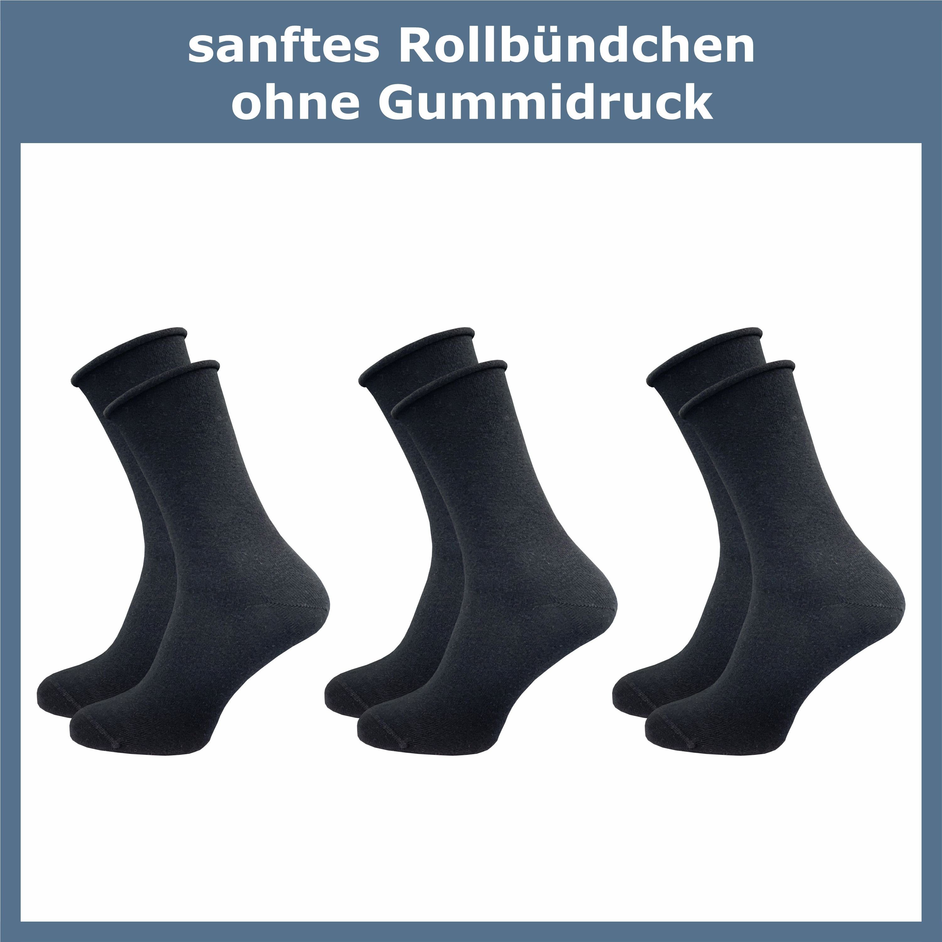 GAWILO Diabetikersocken für Damen mit Rollrand - Ohne drückende Naht & ohne Gummidruck (6 Paar) Venensocken aus atmungsaktiver Baumwolle - in schwarz & bunt – Bild 2 von 5