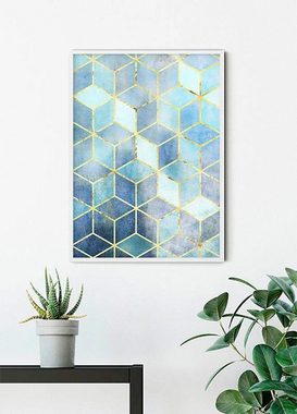 Komar Poster Mosaik Azzuro, Abstrakt (1 St), Kinderzimmer, Schlafzimmer, Wohnzimmer
