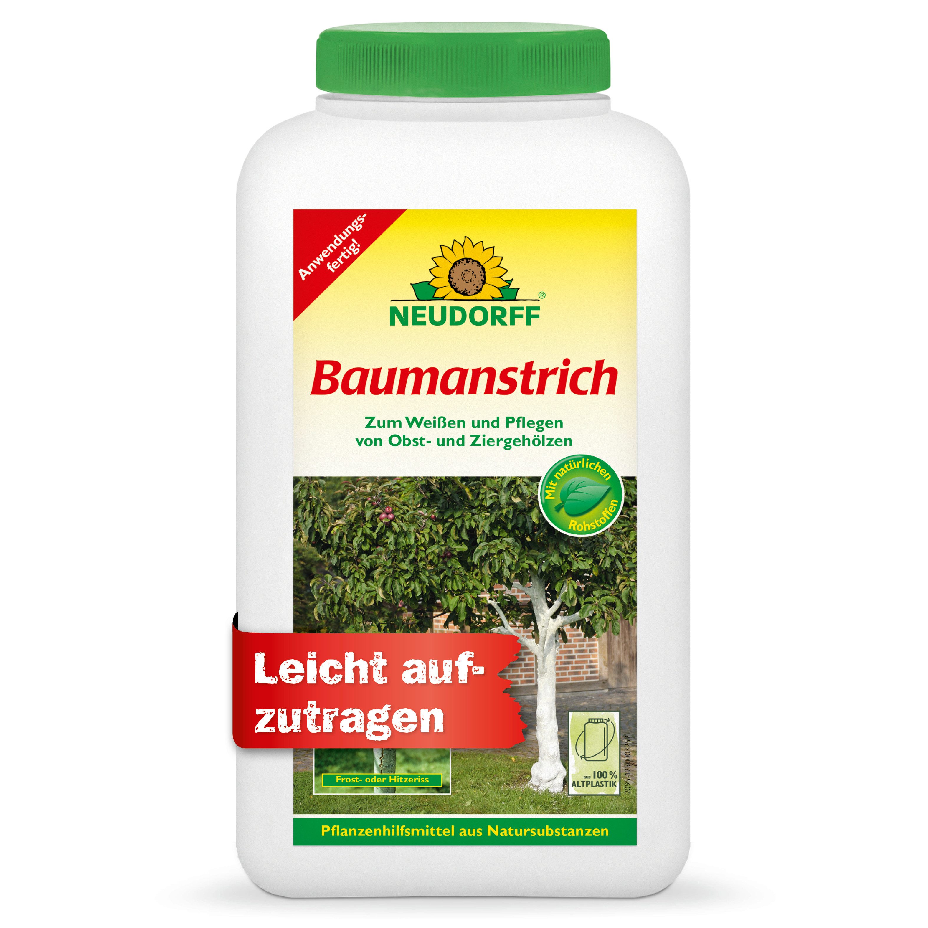 Neudorff Baumanstrich Baumanstrich in max. 24h abgebunden, 1 St., Anwendungsfertiger Weißanstrich für Obst- und Ziergehölze, 1 Baumanstrich mit 2 Liter Inhalt, Anwendungsfertiger Weißanstrich zur Pflege von Baumstämmen