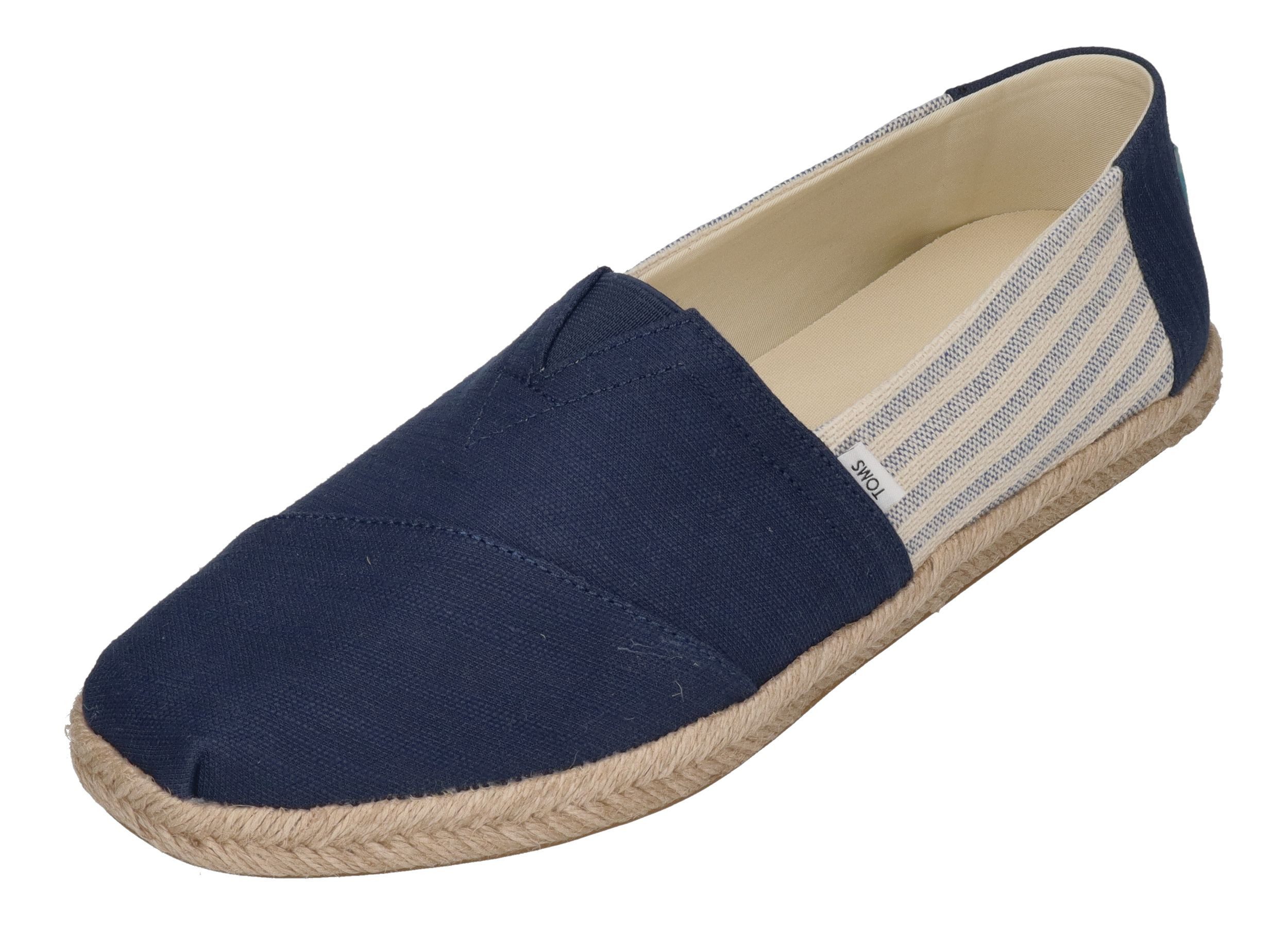 TOMS ALPARGATA ROPE Espadrille Navy Recycled Cotton University Stripes