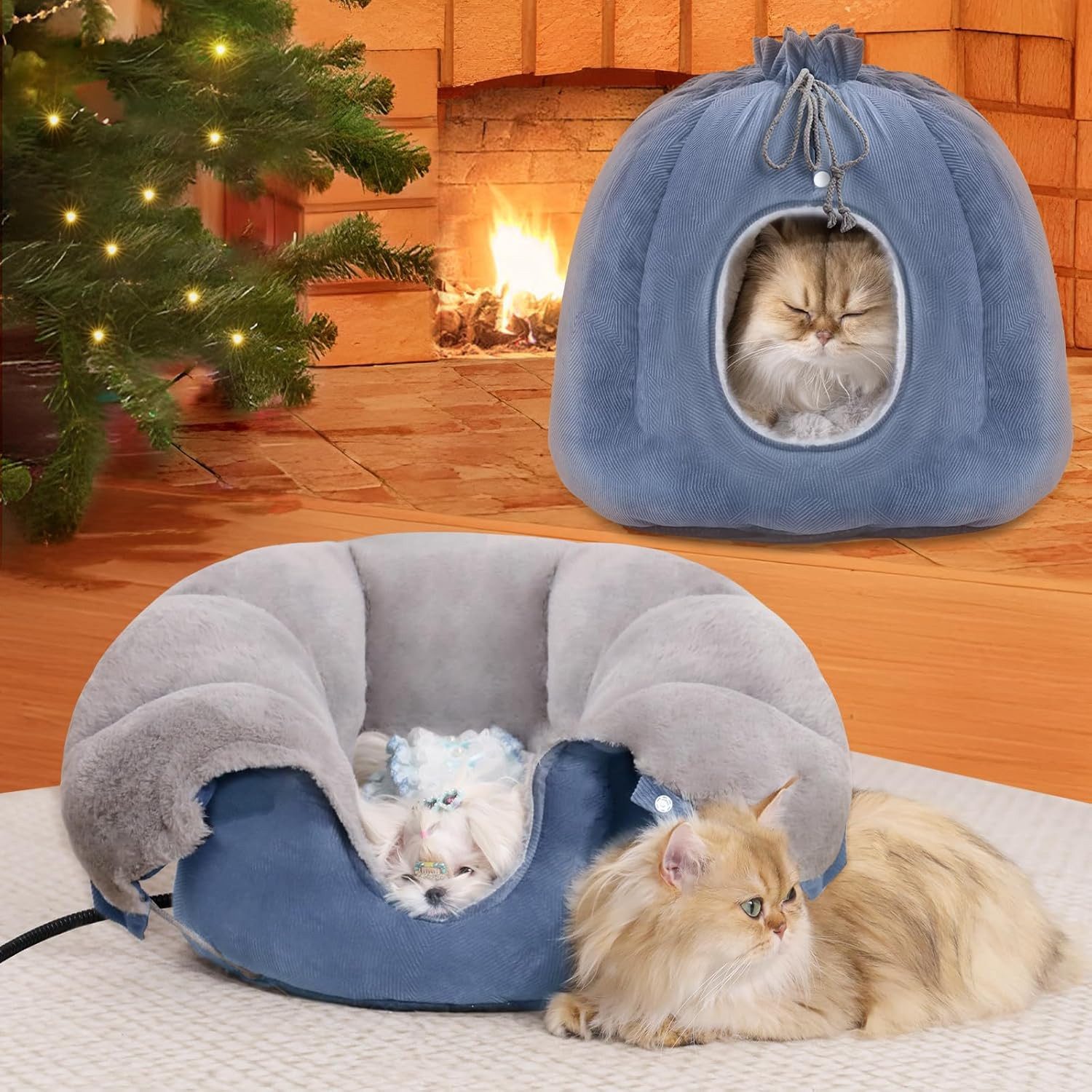 Elegear Tierbett 2-in-1 Katzenbett Flanell & Arctic-Fleece Tierbett rutschf günstig online kaufen