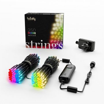 twinkly LED-Lichterkette STRINGS, 250 5mm LED RGBW, Schwarzes Kabel, 20m, WiFi, Gen II, IP44