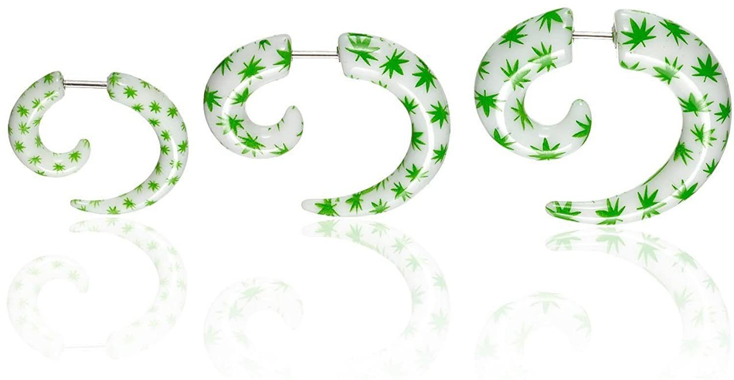 Karisma Plug Karisma Fake Acryl Spirale Marijuana Hanftblatt Cannabis Piercing FS5933 - 8.0 Millimeter
