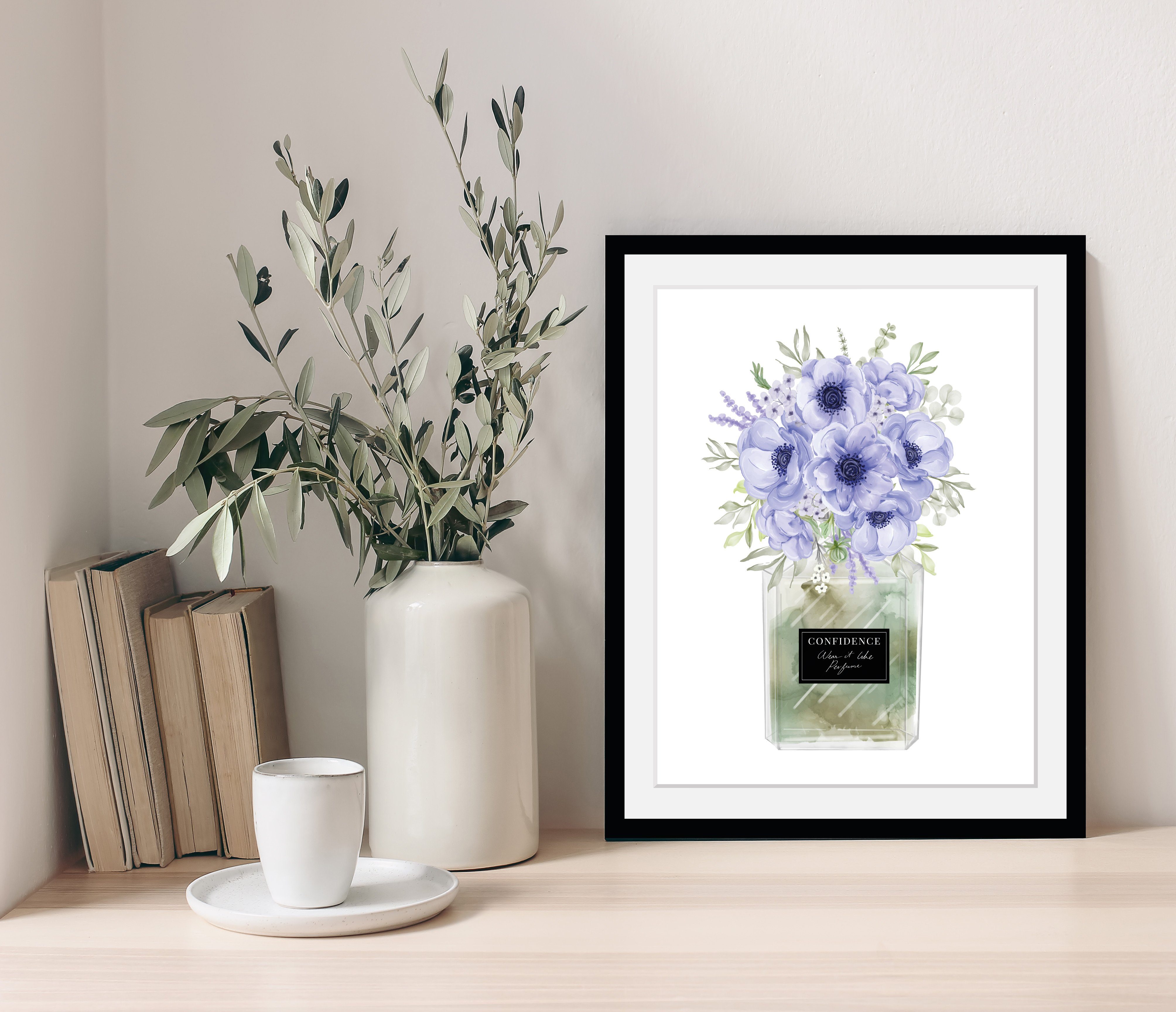 - - Bild mit - Parfüm Rahmen Digitaldruck my home Blumen Wandbild, (1 St), Holzrahmen Dekoration Gerahmter