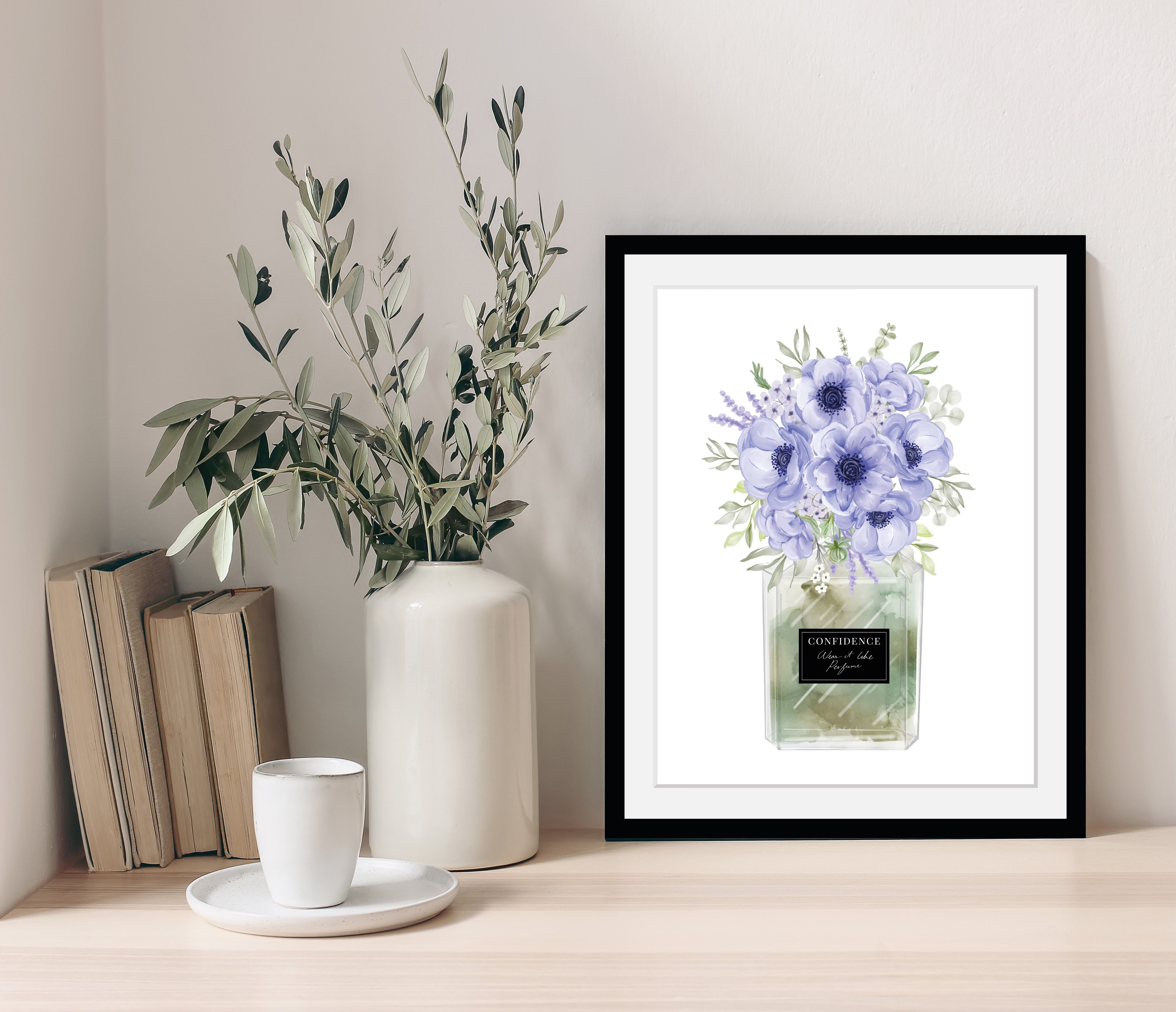 OTTO home Bild mit Rahmen Blumen Parfüm - Gerahmter Digitaldruck - Wandbild, (1 St), Holzrahmen - Dekoration