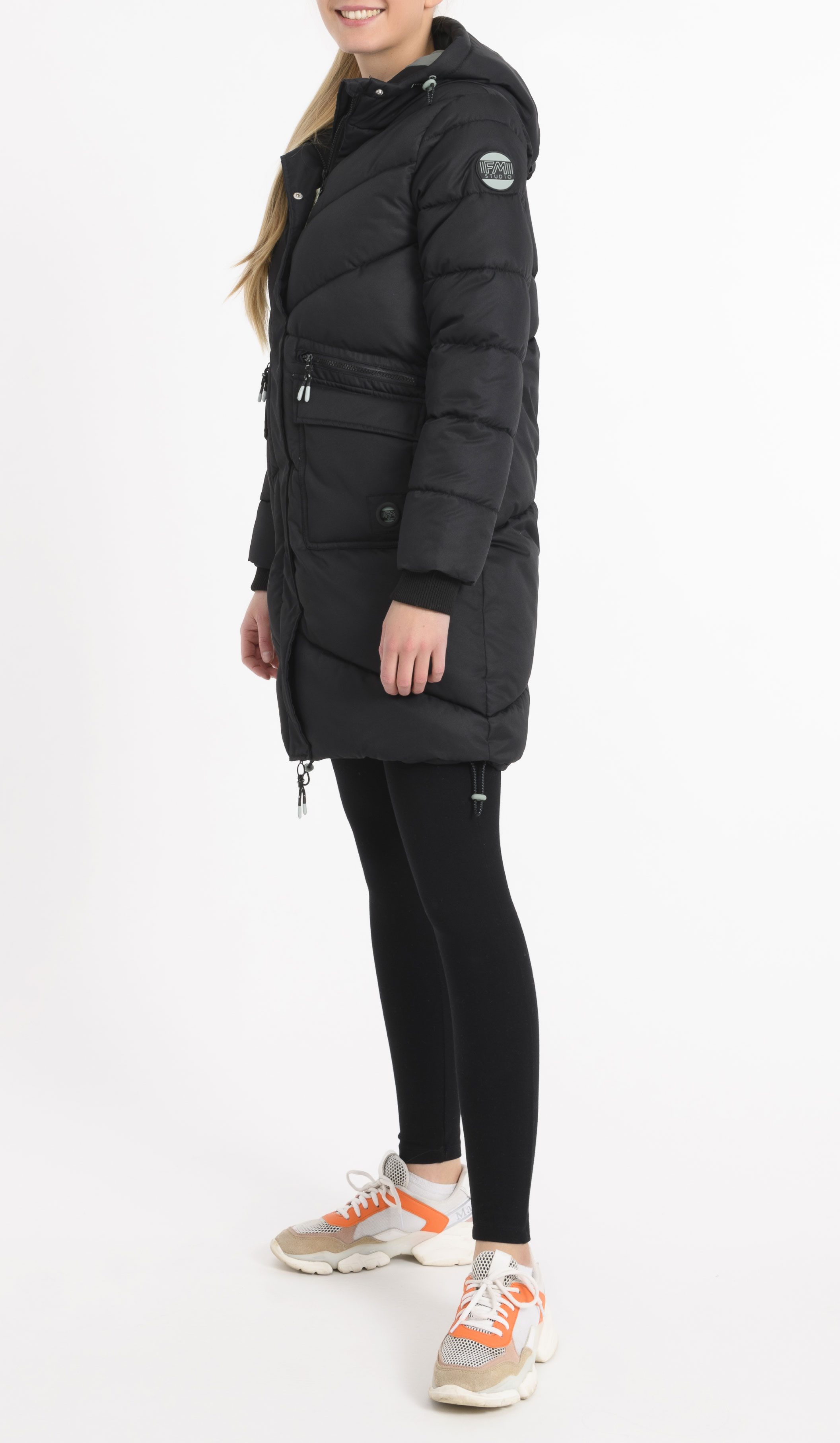 SUBLEVEL Steppjacke Damen Mantel mit Kapuze extra lange Winter Jacke Parka