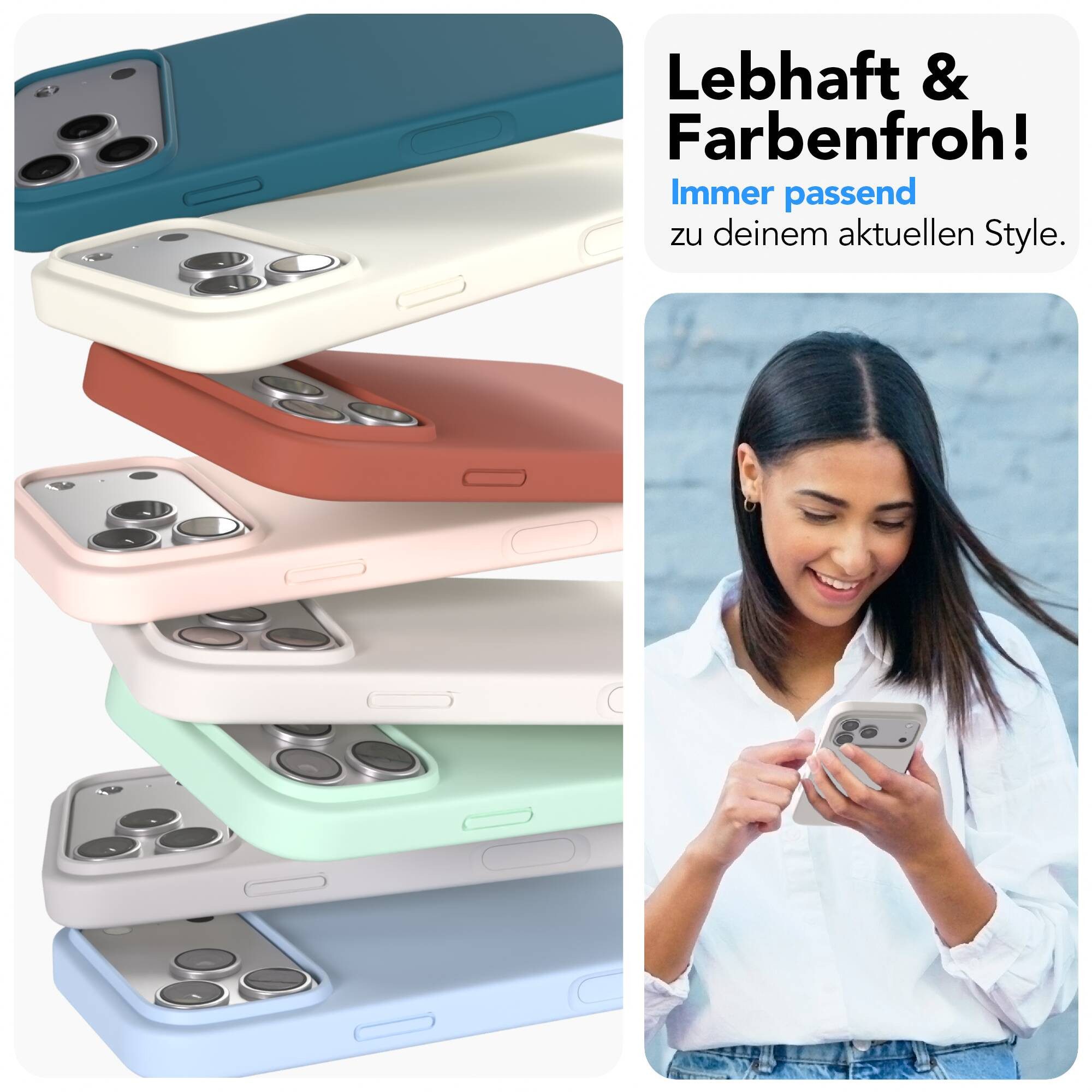 EAZY CASE Handyhülle für Apple iPhone 17 Pro Max Hülle Silikon 6,9 Zoll, Schutzcase mit MagSafe Slimcover Silikonschutzhülle elastisch Taupe – Bild 2 von 5