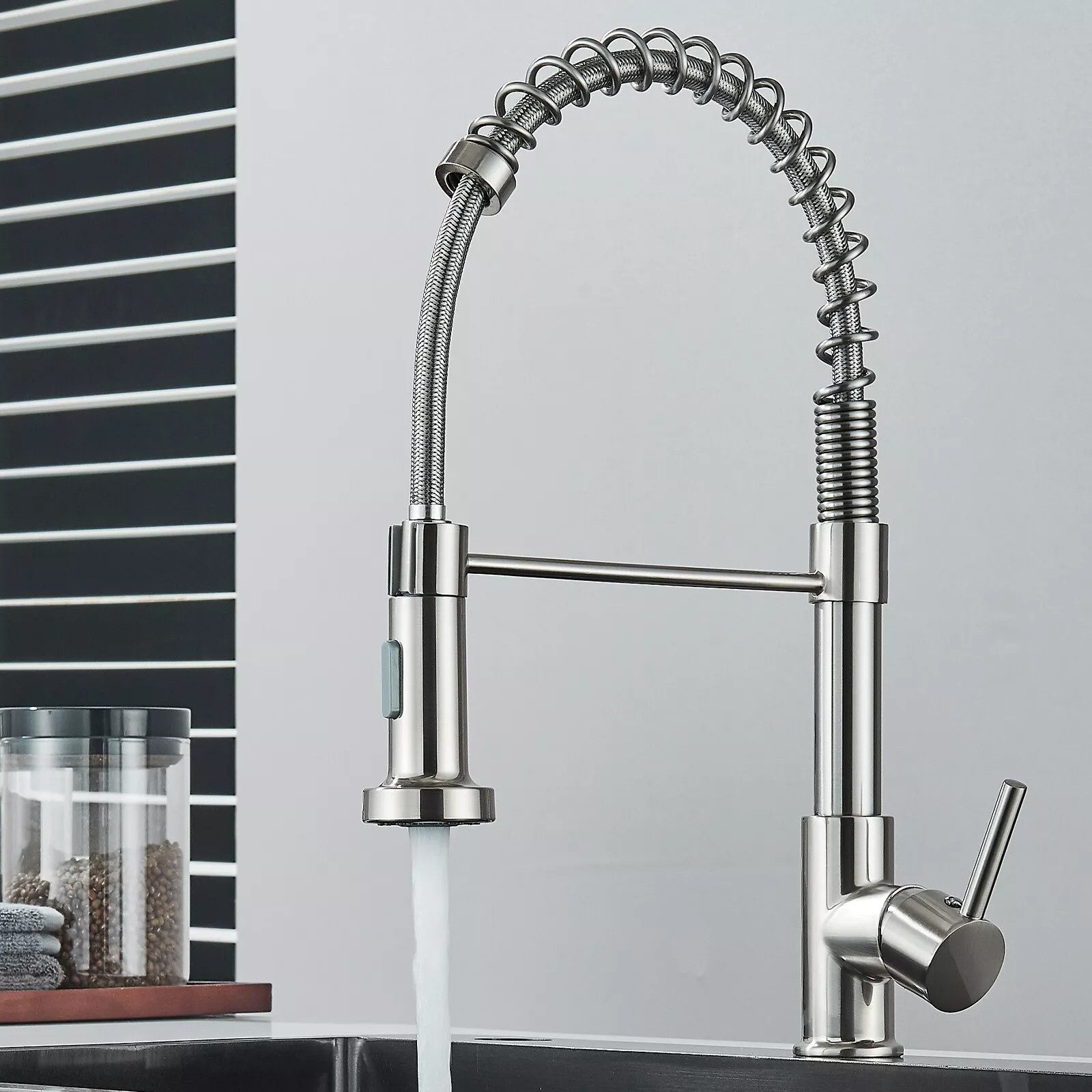 AKKEE Küchenarmatur Wasserhahn Küche Bad Spültischarmatur Waschtischarmatur 360° Küchenarmatur mit Ausziehbarer