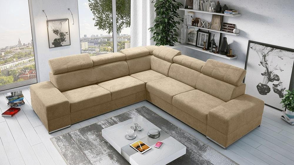 JVmoebel Ecksofa L-Form Designer Sofa Couch Ecksofa Neu Ecksofa Polster, Made in Europe Beige