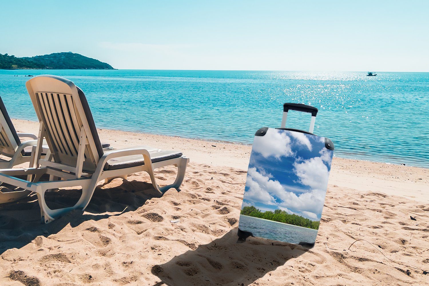 Handgepäck rollen, für 4 MuchoWow Insel Reisekoffer Reisetasche - Handgepäckkoffer Ferien, Rollen, Tropisch, mit Trolley, - Sommer